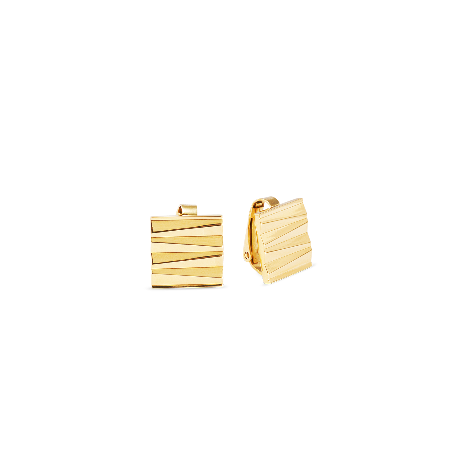 Square Wave Gold Earclips - Elegant Fashion Jewelry for Women, Perfect for Parties, Weddings & Daily Wear