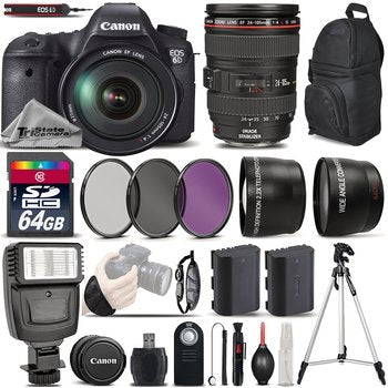 Canon EOS 6D DSLR Camera with 24-105mm f/4L Lens - Professional Full Frame Digital Camera Bundle Kit for Photography, Videography & Travel