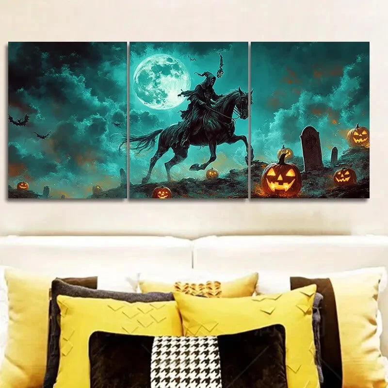 3-Piece Death Rides on His Horse Moonlight Wall Art Set - 40x60cm Framed Canvas Prints | High-Quality Australian Made | Ready to Hang | Perfect for Living Room, Bedroom & Office Decor
