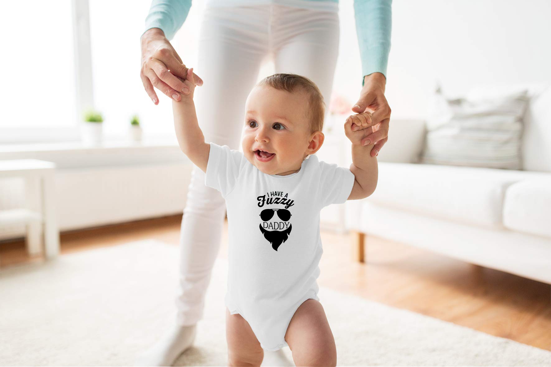 Funny Baby Bodysuit - Newborn Girl & Boy Outfits - Soft Fuzzy Daddy Design for Playtime