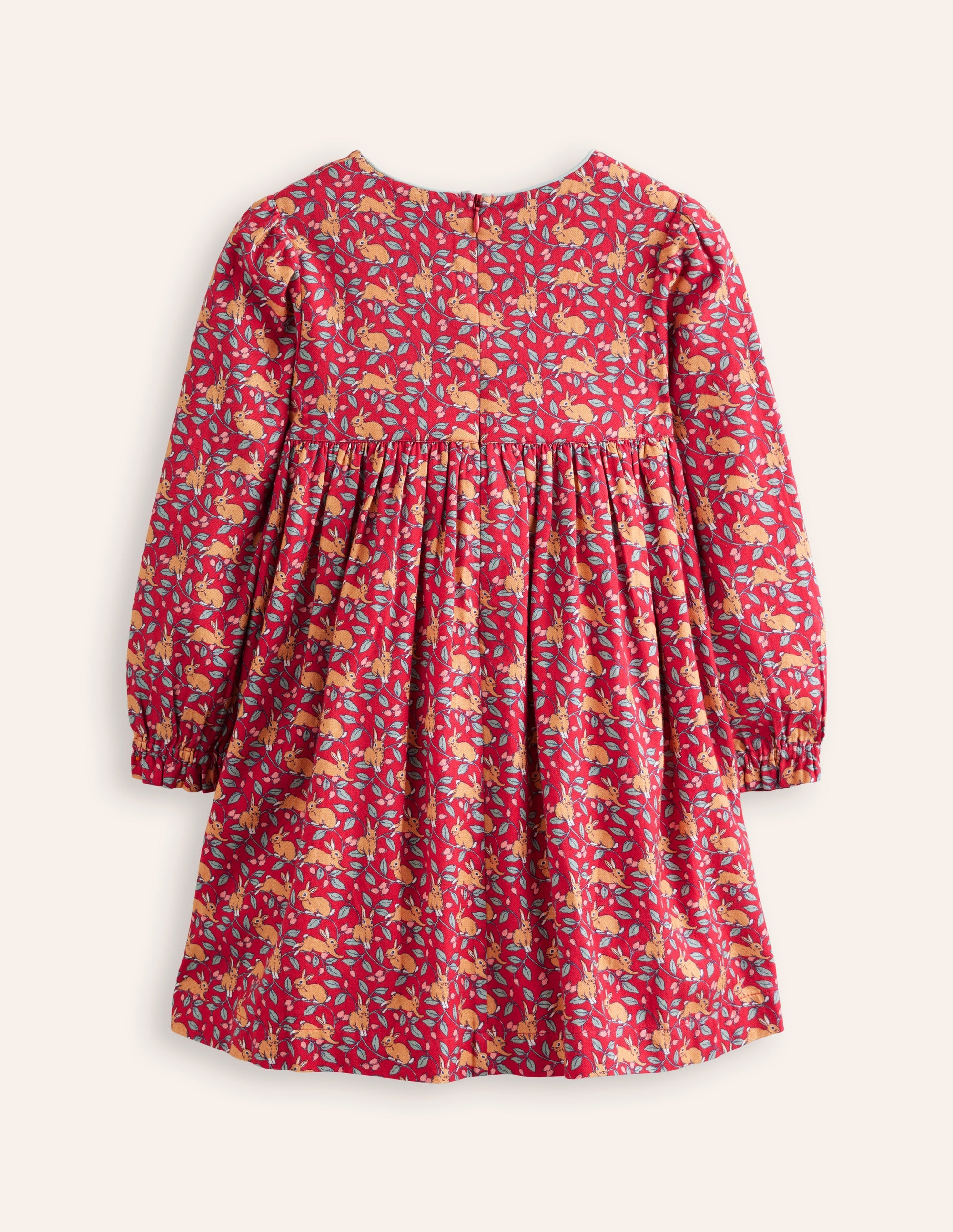Bess Cosy Smocked Dress for Girls - Conker Brown with Bunny Print - Perfect for Easter, Spring Outfits & Special Occasions