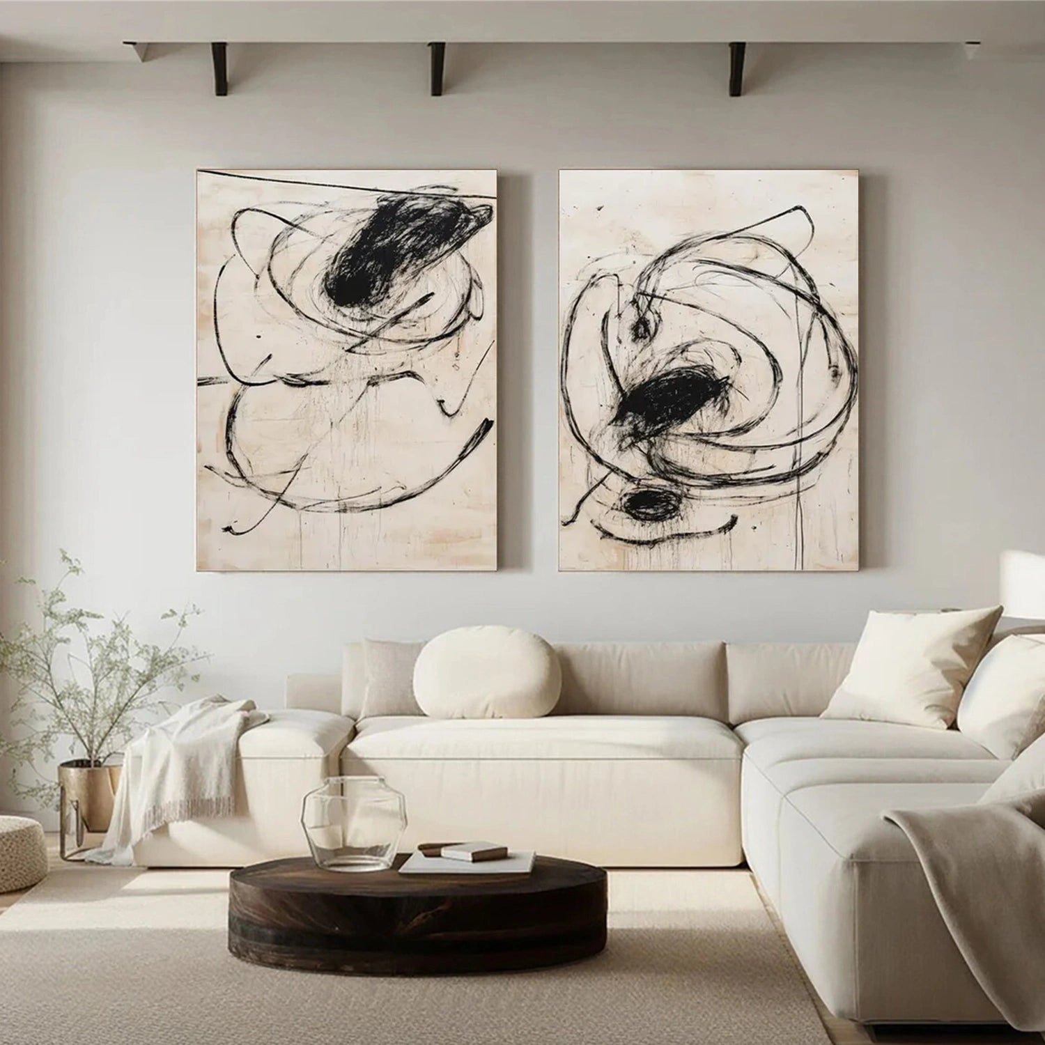 Abstract Tranquility Set of 2 Modern Canvas Wall Art - #WS305 - Perfect for Living Room, Bedroom & Office Decor