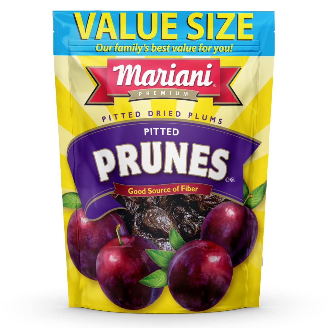 Premium Mariani Pitted Prunes - Natural Dried Fruit Snacks for Kids & Adults | Vegan, Gluten Free, No Sugar Added | Healthy On-the-Go Snack for Work, School & Travel | 36oz Pack (1 Count)