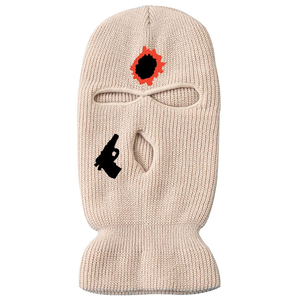 PUZOU 3-Hole Full Face Cover Balaclava - Winter Knitted Ski Mask for Men & Women - Cold Weather Outdoor Activities, Skiing, Snowboarding, Motorcycling & Hiking