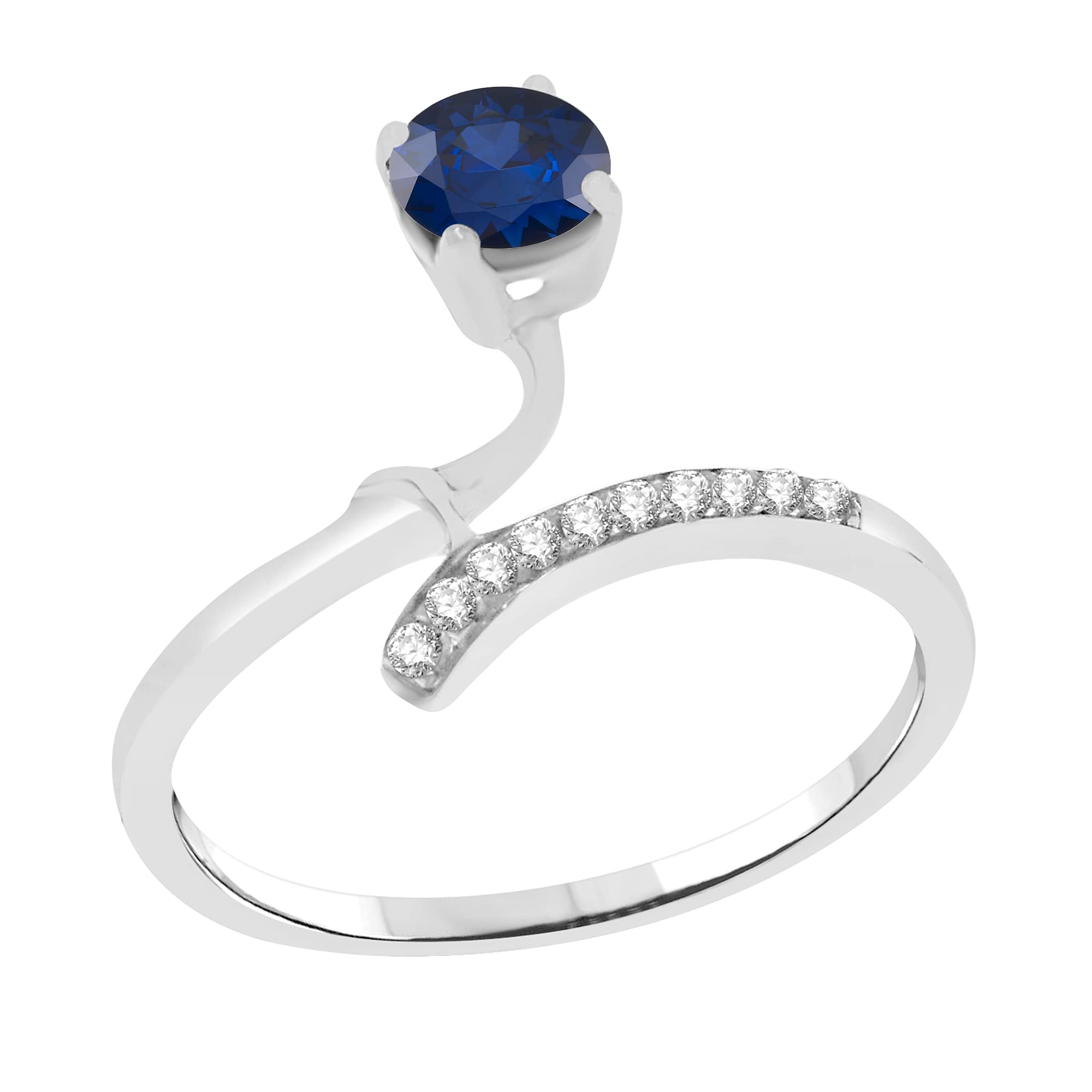 Women's Sterling Silver Bypass Ring with Natural White Topaz & Gemstone Options | Elegant Jewelry for Weddings, Anniversaries & Special Occasions
