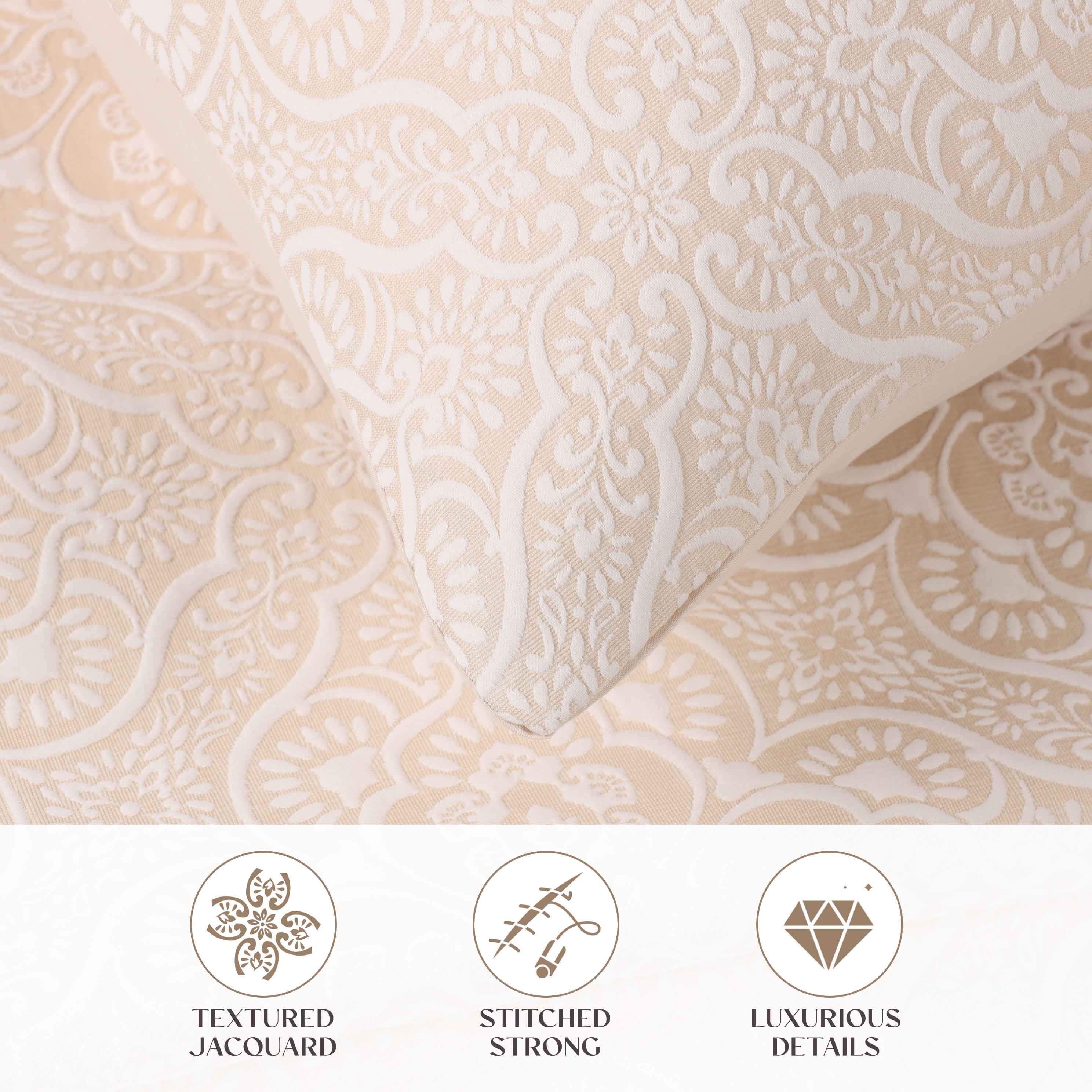 Enzy Medium Weight Floral Matelasse Bedspread & Sham Set - Queen Size Luxury Bedding for Master Bedroom, Guest Room & Hotel Decor