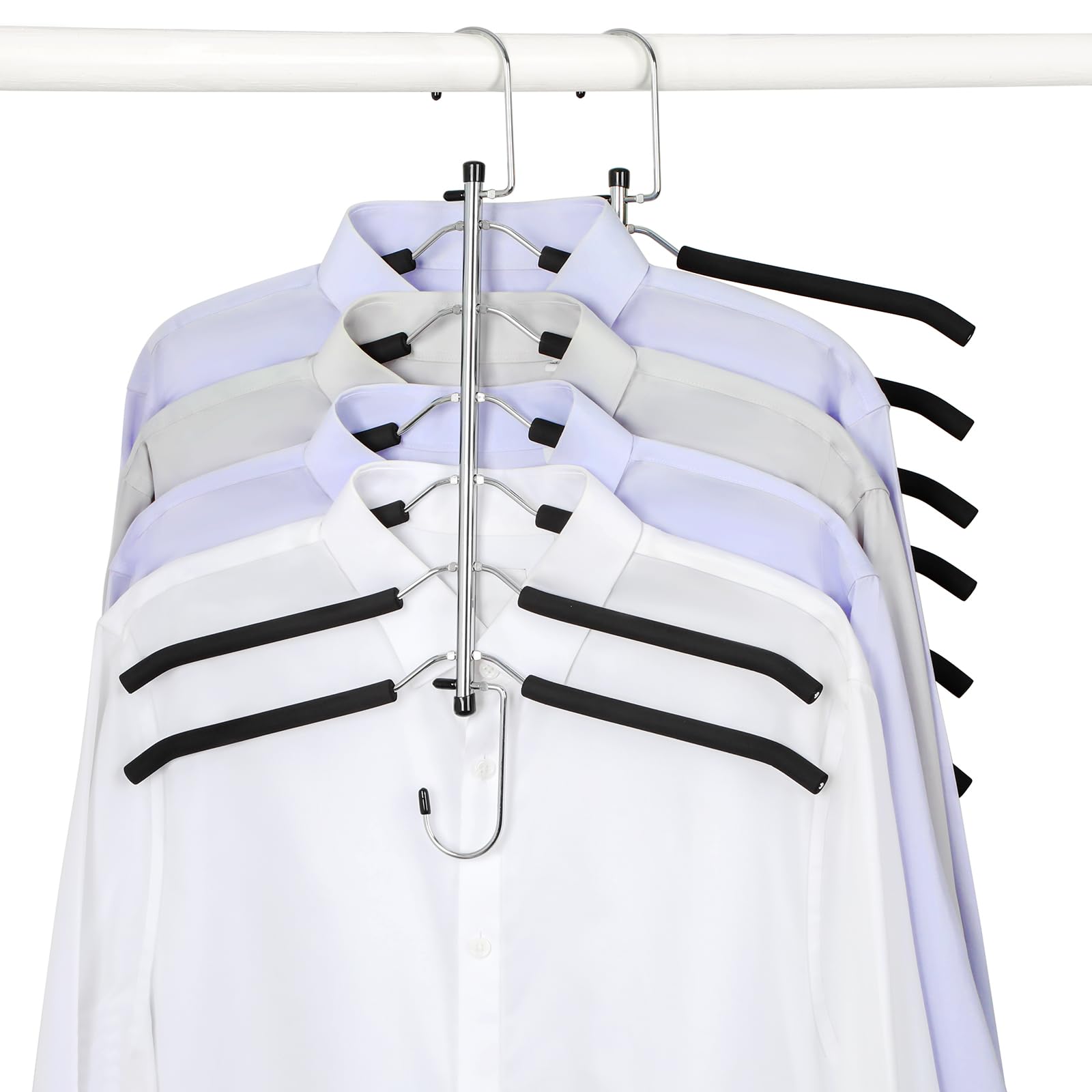 TOPIA Space Saving 6-Tier Clothes Hangers - No Bump Shoulder Design with Non-Slip Foam Padding (2 Pack) | Perfect for Closet Organization & Storage for Men & Women | Ideal for Small Spaces, Travel, and Wardrobe Management