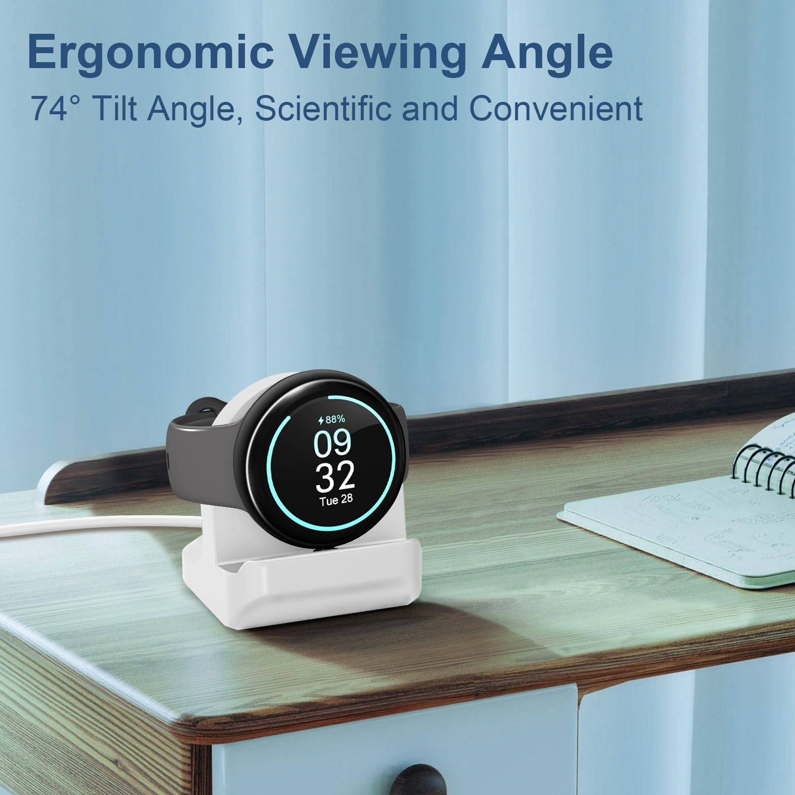 TiMOVO Vertical Charger Stand for Google Pixel Watch 3/Pixel Watch 2/Fitbit Ace LTE - Non-Slip Charging Dock with Cable Management Slot (White) - Perfect for Nightstand, Office Desk & Travel Organization