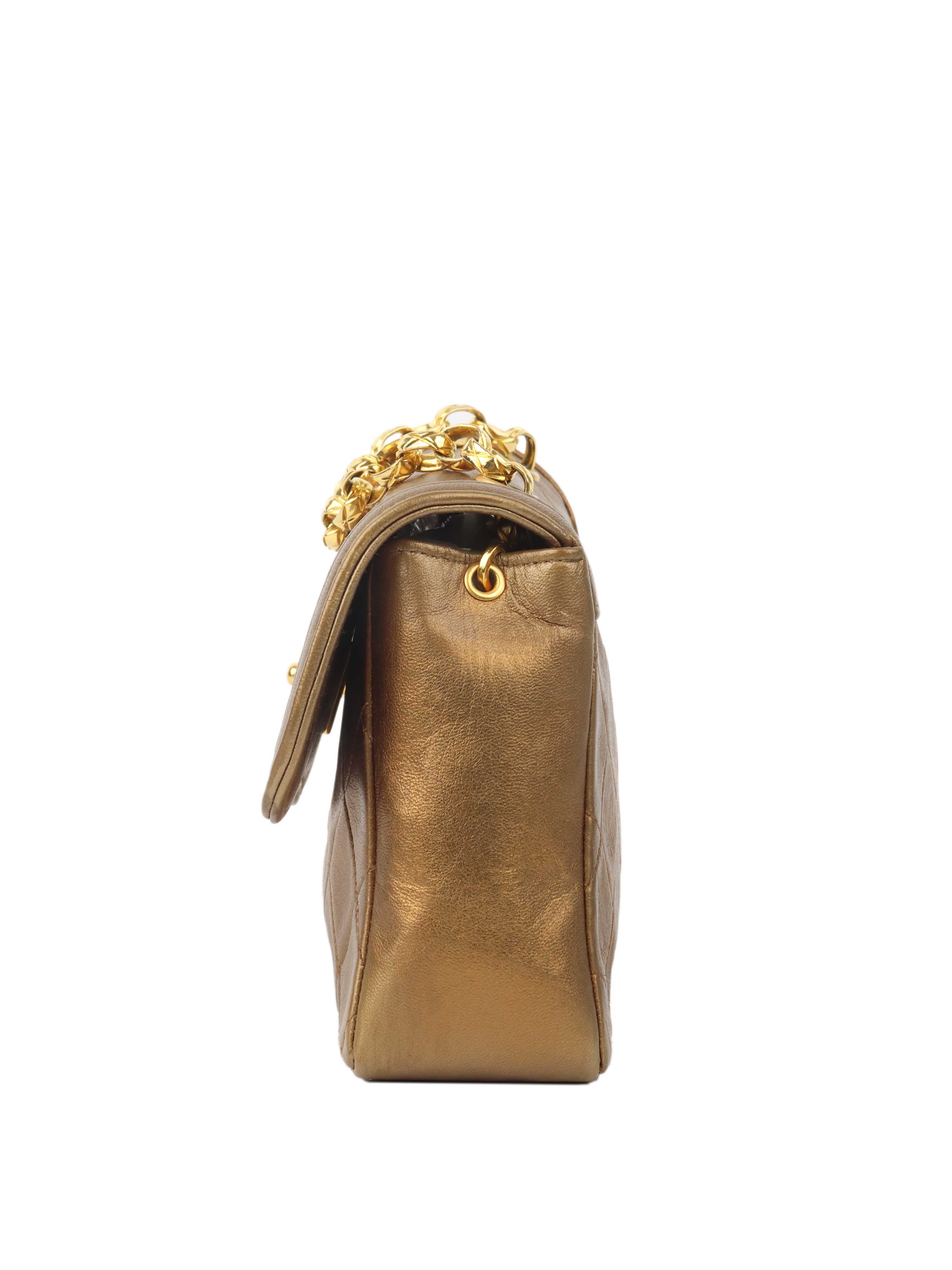 Vintage Chanel Gold Metallic Chain Bag - Luxury Crossbody Purse for Women, Perfect for Evening Parties & Special Occasions
