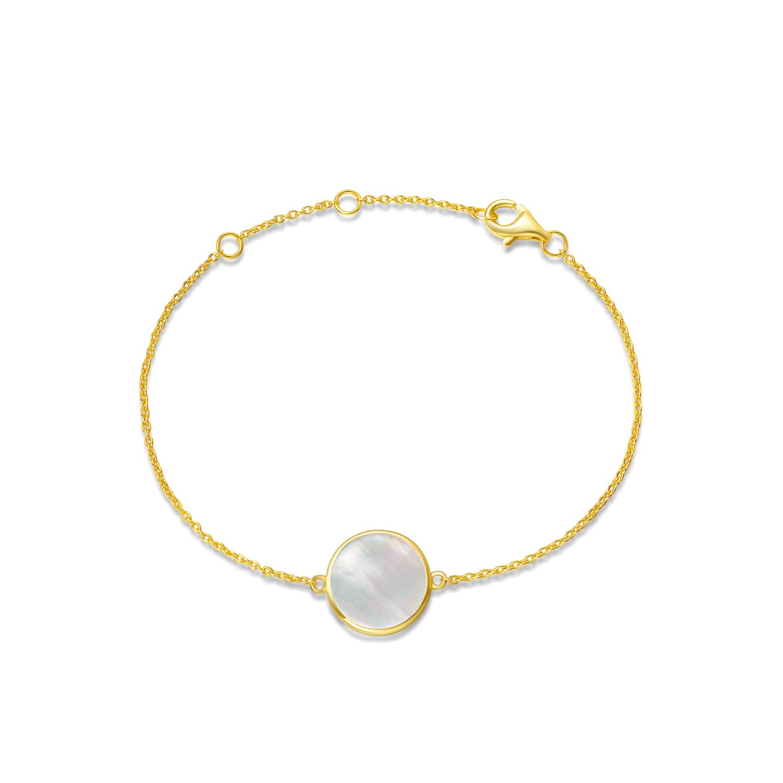 14K Solid Gold Coin Necklace & Bracelet Set for Women - Mother of Pearl, Abalone, Turquoise, Black Onyx, Opal Jewelry - Elegant Anniversary, Birthday Gifts for Wife, Mom, Her - Perfect for Weddings, Parties, Special Occasions