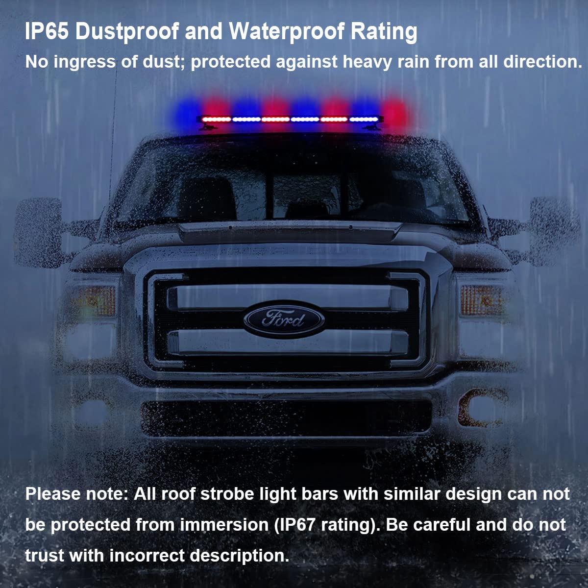 WOWTOU 80 LED Red Blue Emergency Strobe Light Bar - Magnetic Roof Top Safety Flashing Beacon for Police & Law Enforcement Vehicles - Durable Warning Lights for Roadside Emergencies, Construction Zones & Traffic Control