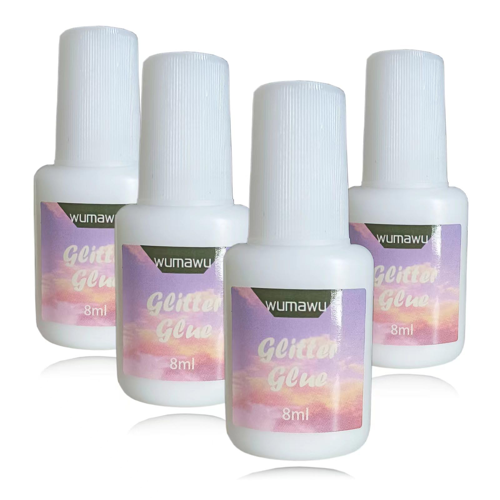 Wumawu Temporary Tattoo Glue - 8ml Water Soluble Glitter Adhesive with Brush Bottle for Body Art | Perfect for Halloween, Cosplay, Face Painting & Costume Events | Safe for Skin, Easy Wash Off (4 Pack)