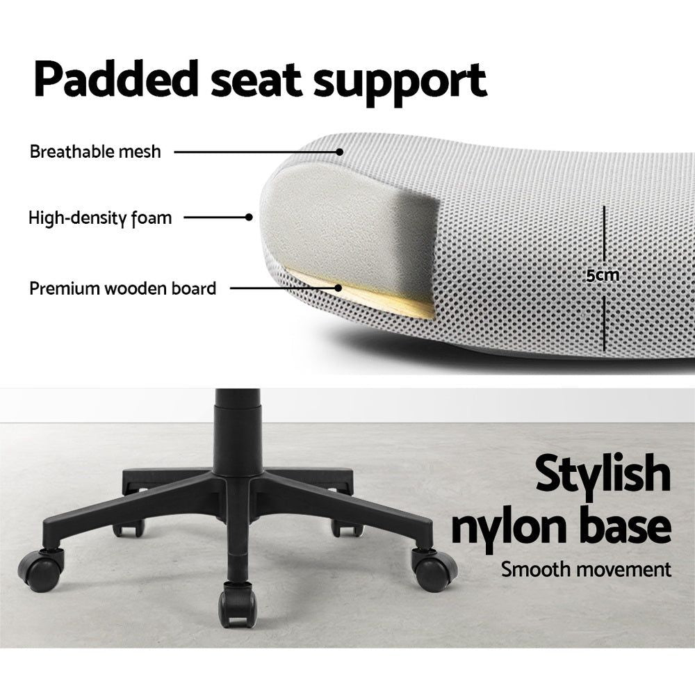 Ergonomic Mesh Office Chair with Mid Back Support - Grey - Perfect for Home Office, Gaming, and Workspace Comfort