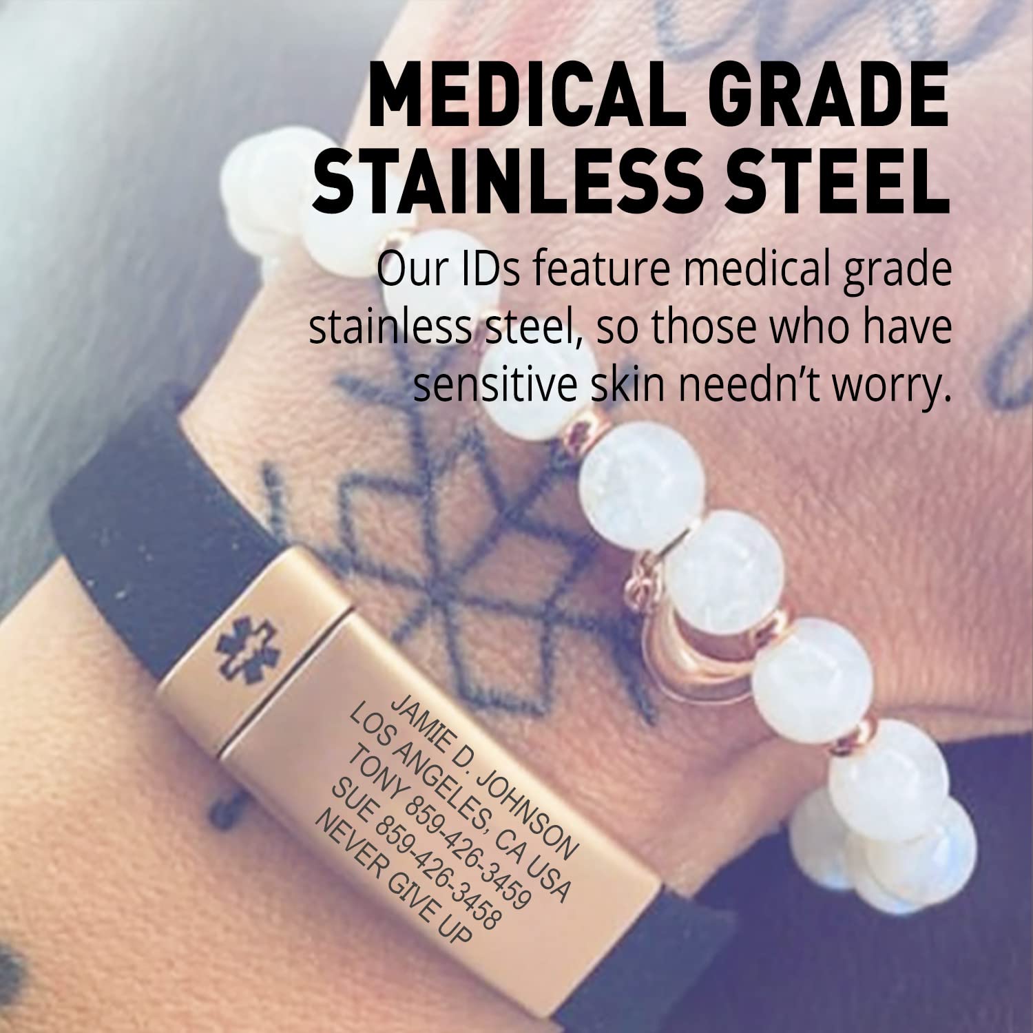 ROAD iD Personalized Medical ID Bracelet - Premium Medical Alert Wristband with Engraved Badge & Secure Silicone Clasp - Ideal for Runners, Cyclists & Outdoor Enthusiasts