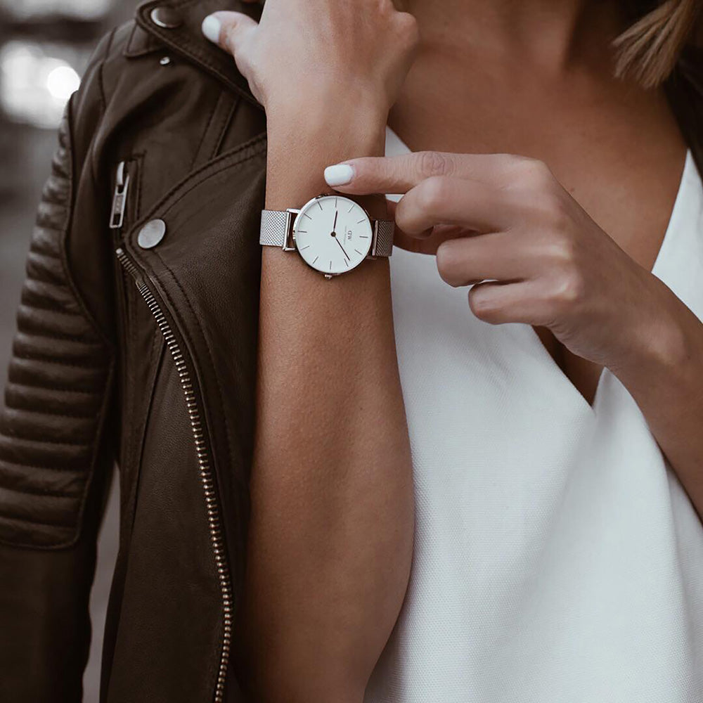 Daniel Wellington Petite Sterling Silver Watch DW00100220 - Elegant & Minimalist Women's Watch for Everyday Wear, Office & Special Occasions