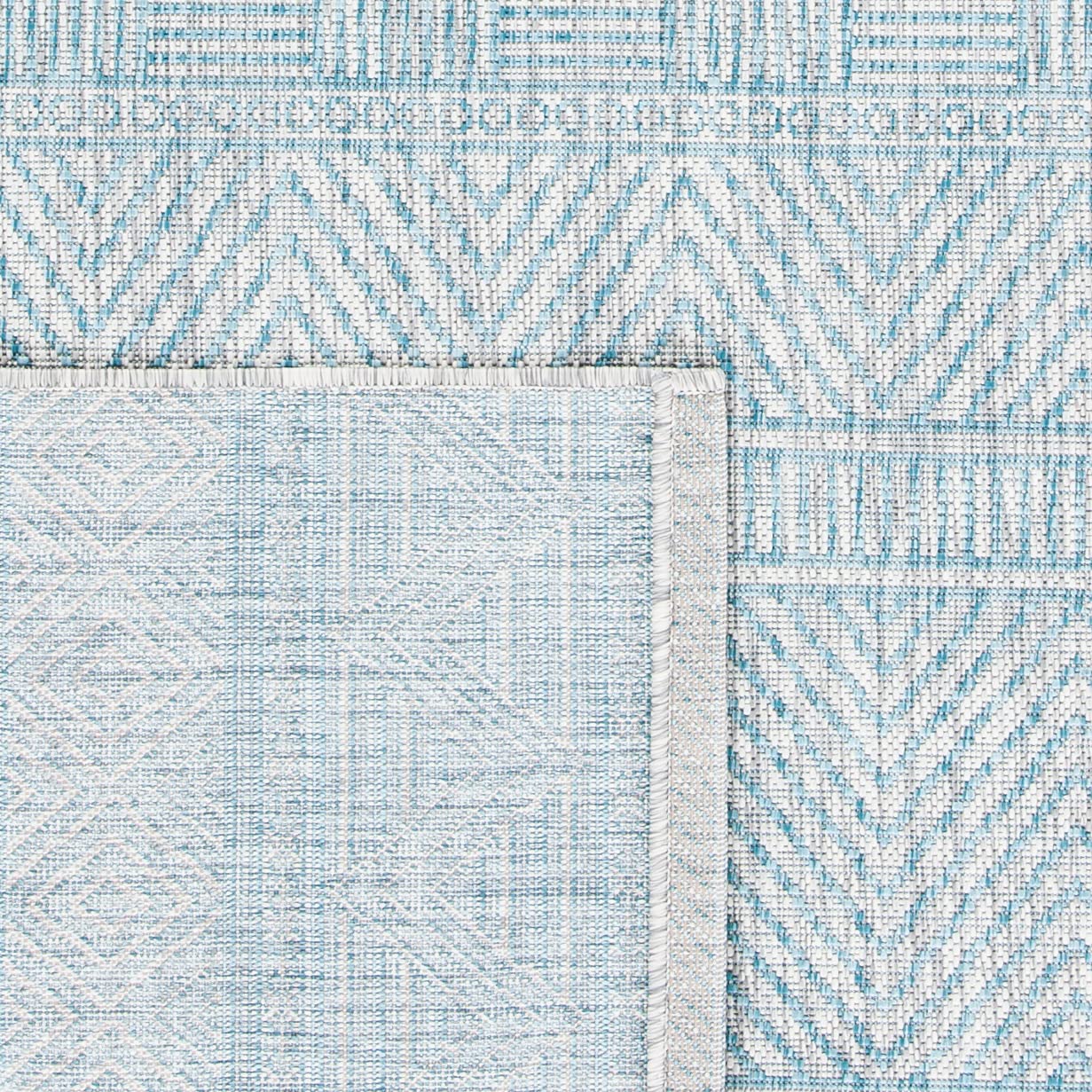 SAFAVIEH Courtyard Collection 8' x 10' Light Grey Aqua Indoor Outdoor Waterproof Rug - Easy to Clean, Perfect for Patio, Backyard, Mudroom & High Traffic Areas