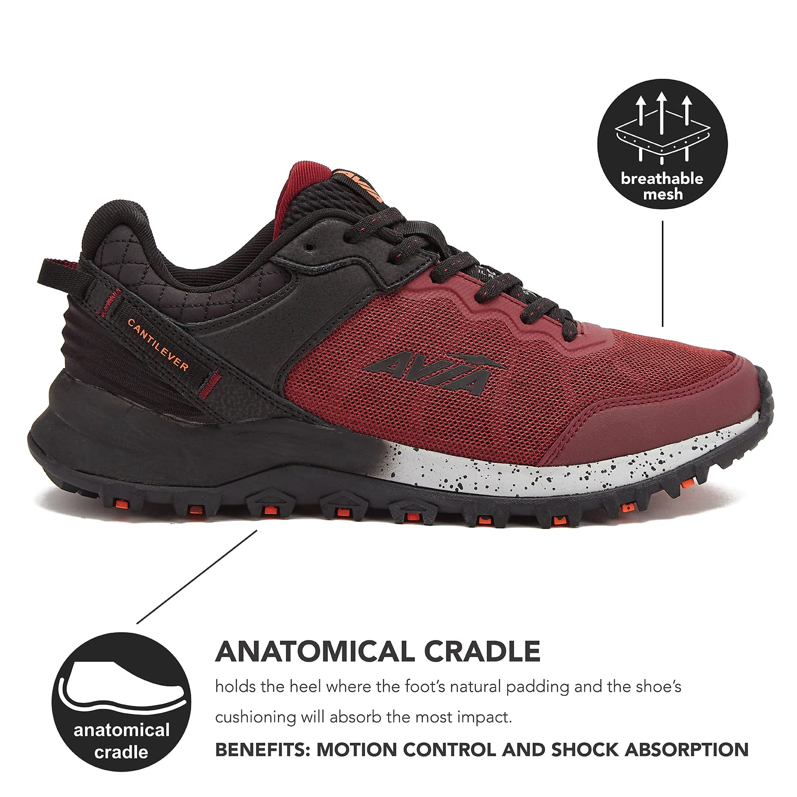 Avia Ultra Men's Trail Running Shoes - Lightweight Breathable Mesh Hiking Sneakers for Men | All-Terrain Outdoor Workout & Jogging Shoes