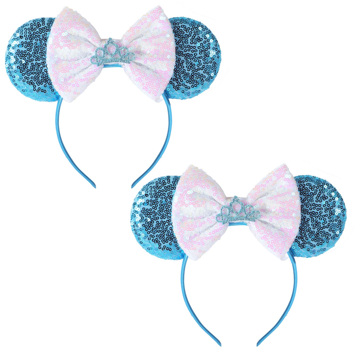 2 Pcs Cinderella Mouse Ears Headbands - Disney Princess Costume Accessories for Women, Girls & Kids | Perfect for Halloween, Cosplay, Birthday Parties & Theme Park Visits