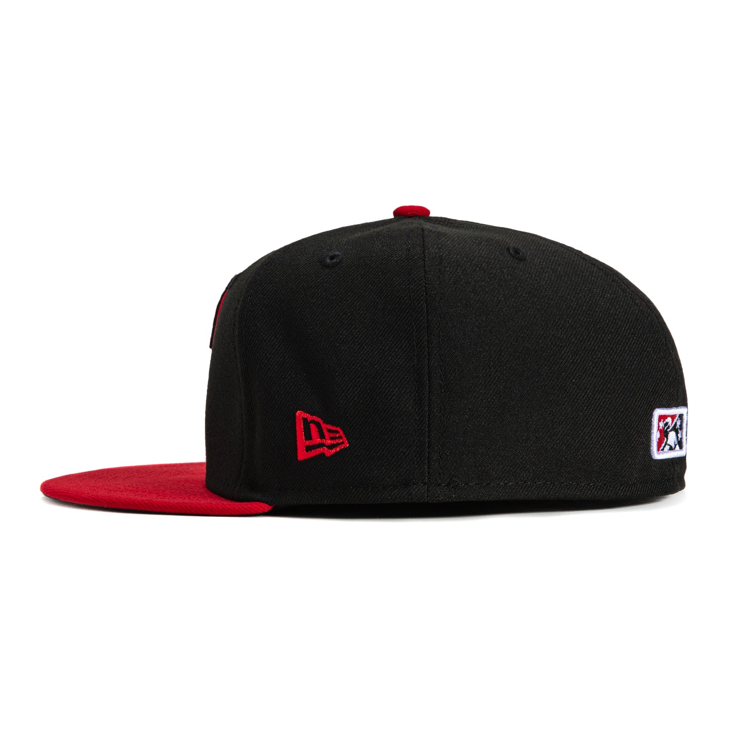New Era 59Fifty Akron Rubber Ducks Fried Chicken Baseball Cap - Black & Red Adjustable Snapback Hat for Sports Fans & Collectors - Perfect for Baseball Games, Casual Wear, and Unique Gift Giving