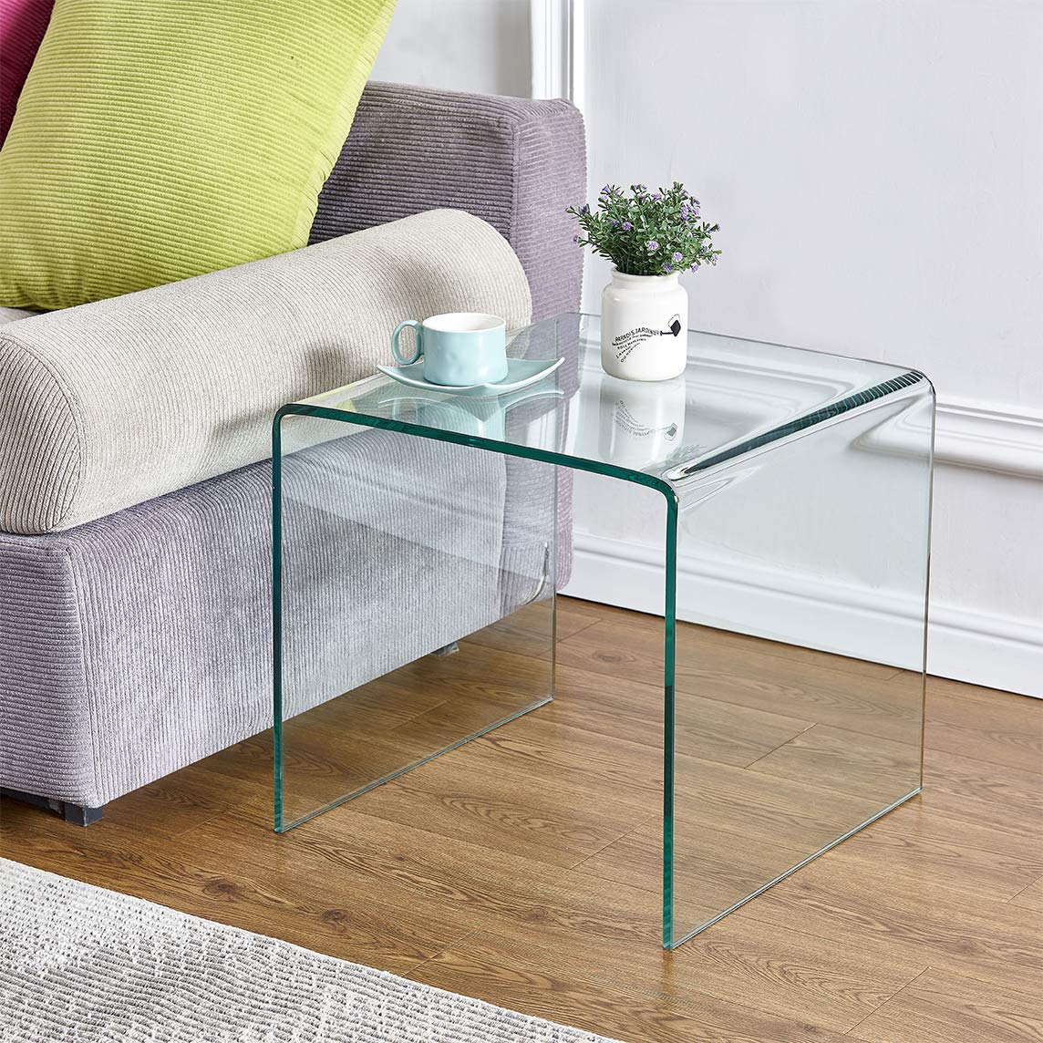 Modern Glass End Table - 19.7