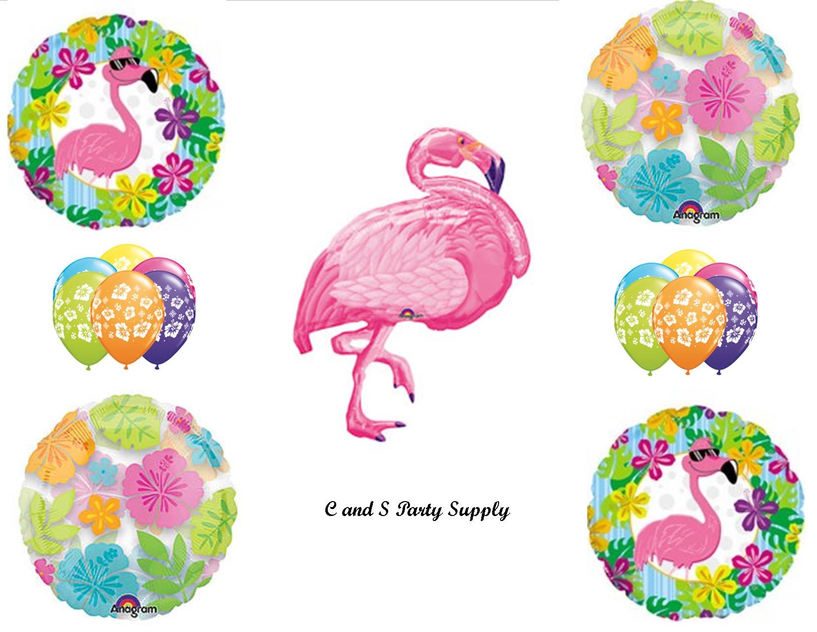 Pink Flamingo Luau Birthday Party Balloons Decorations Supplies Hibiscus Flowers for Hawaiian Tropical Theme Party Decorations & Summer Pool Party Decor