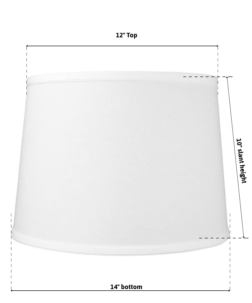 14W x 10H White Linen Drum Lampshade with SLIP UNO Fitter - Perfect for Bedroom, Living Room & Office Lighting Decor