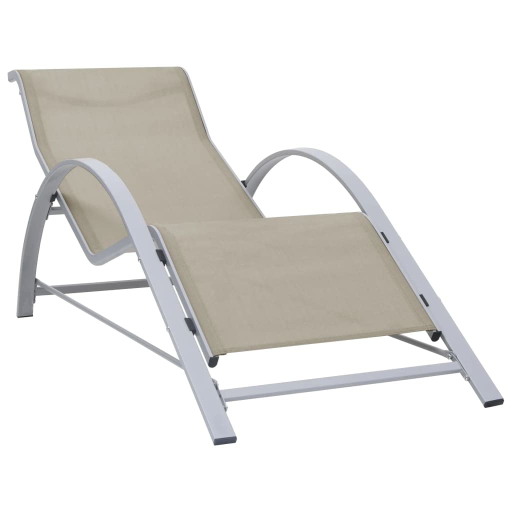 2-Pack Premium Sun Loungers - Outdoor Patio Lounge Chairs with Side Table - Aluminum Frame Cream Color - Perfect for Poolside, Beach, Balcony & Backyard Relaxation | Durable Weather-Resistant Pool Deck Furniture for Adults
