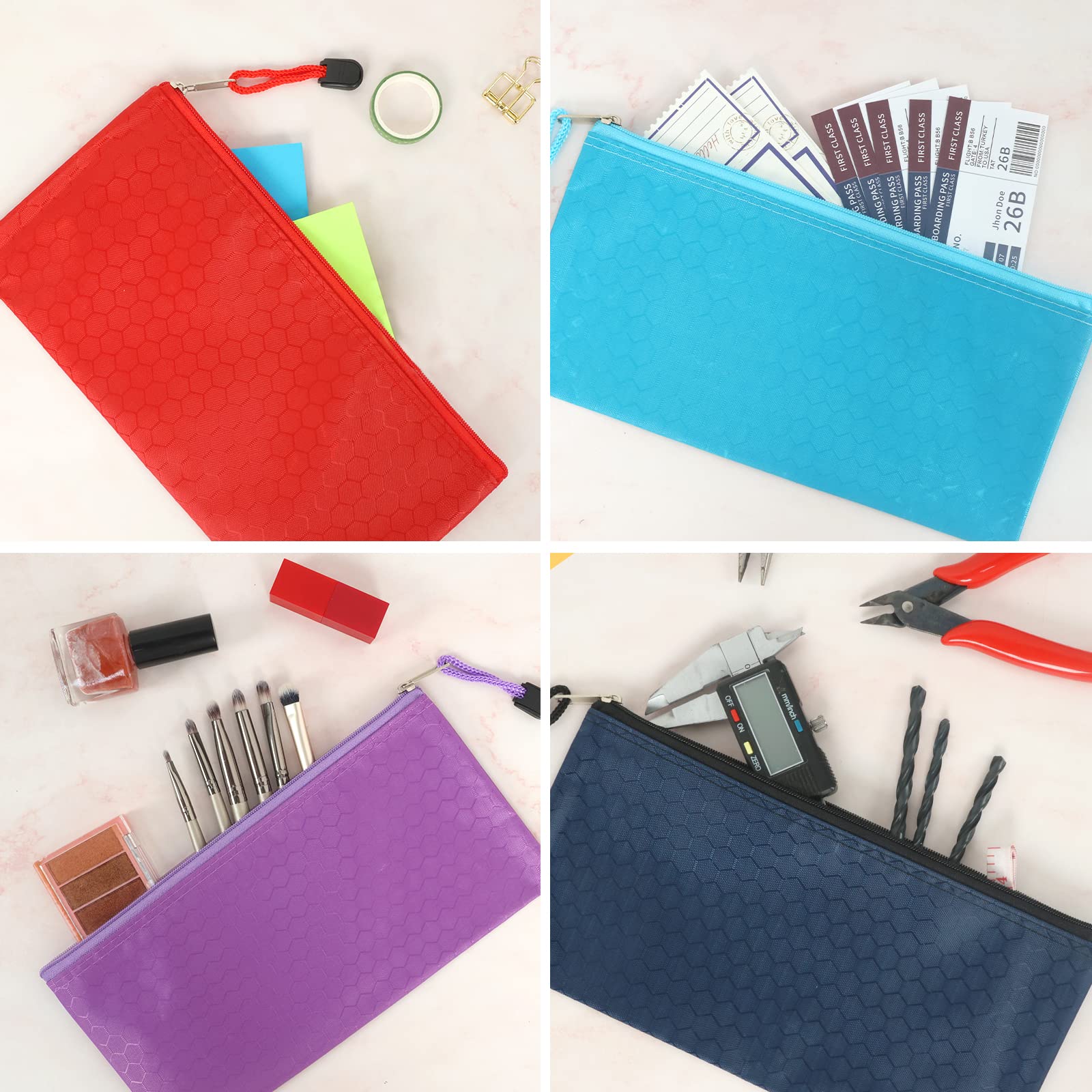 35pcs Waterproof Zipper Pouch Set for School, Office & Travel - 12 Colors