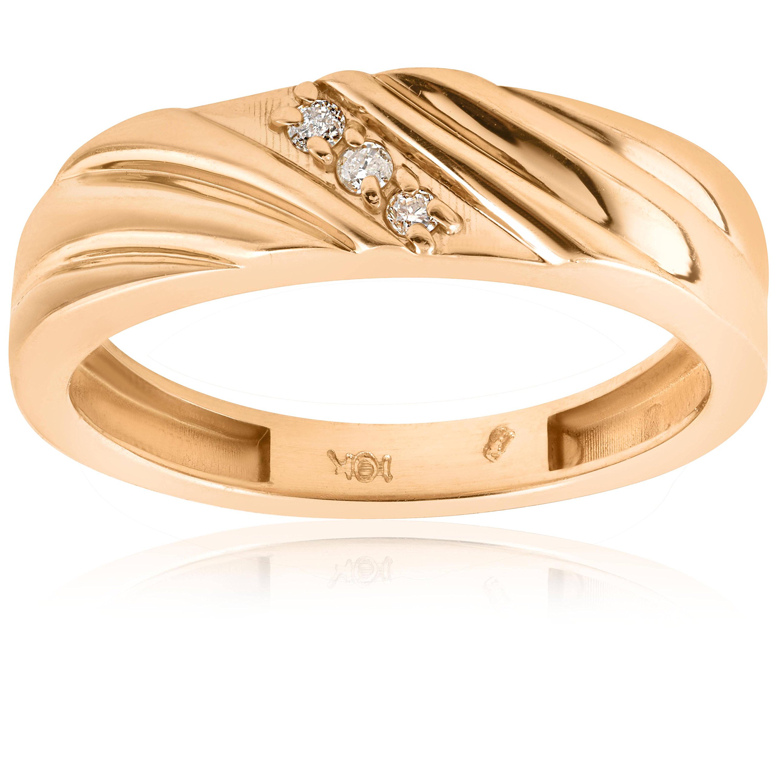 10K Yellow Gold Men's Diamond Wedding Anniversary Ring - Elegant Gift for Husband, Engagement, Proposal & Special Occasions