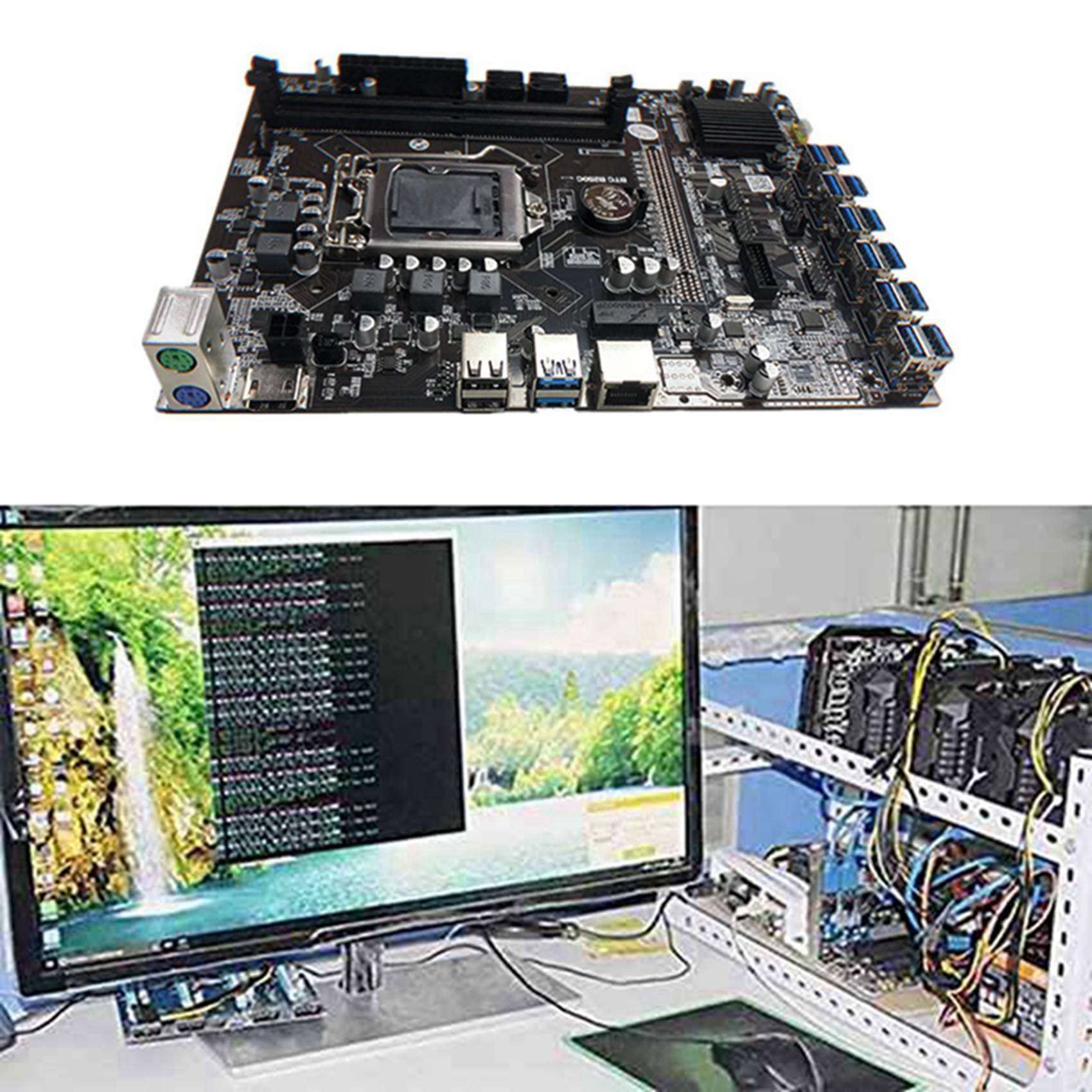 BEEOFICEPENG B250C Mining Motherboard - 12 GPU PCIE Slots, 4PIN to Cable & Switch Cable Included - Perfect for Cryptocurrency Mining & GPU Rig Setup