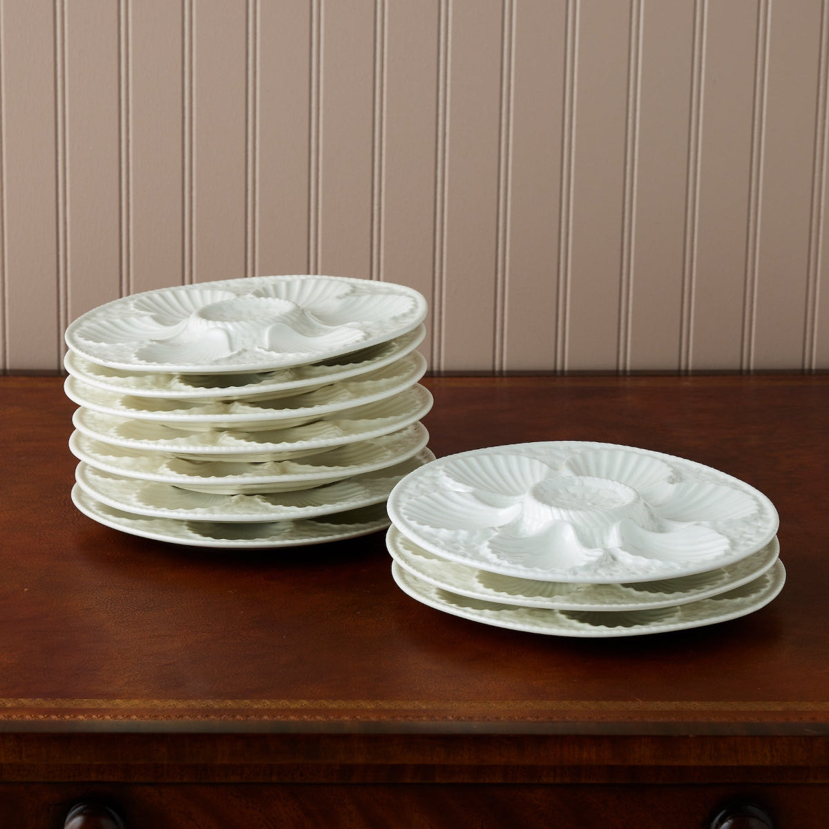 By The Sea Plates Set of 10 - Ocean Theme Dinnerware for Beach House, Coastal Decor & Seafood Dining