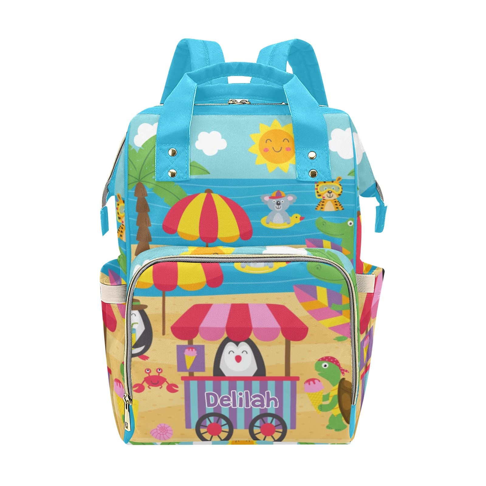 Personalized Diaper Bag Backpack Tote for Women - Cute Animal Print Baby Bag with Insulated Pockets, Large Capacity & Custom Name - Perfect Baby Shower Gift, Travel & Beach Day Essentials