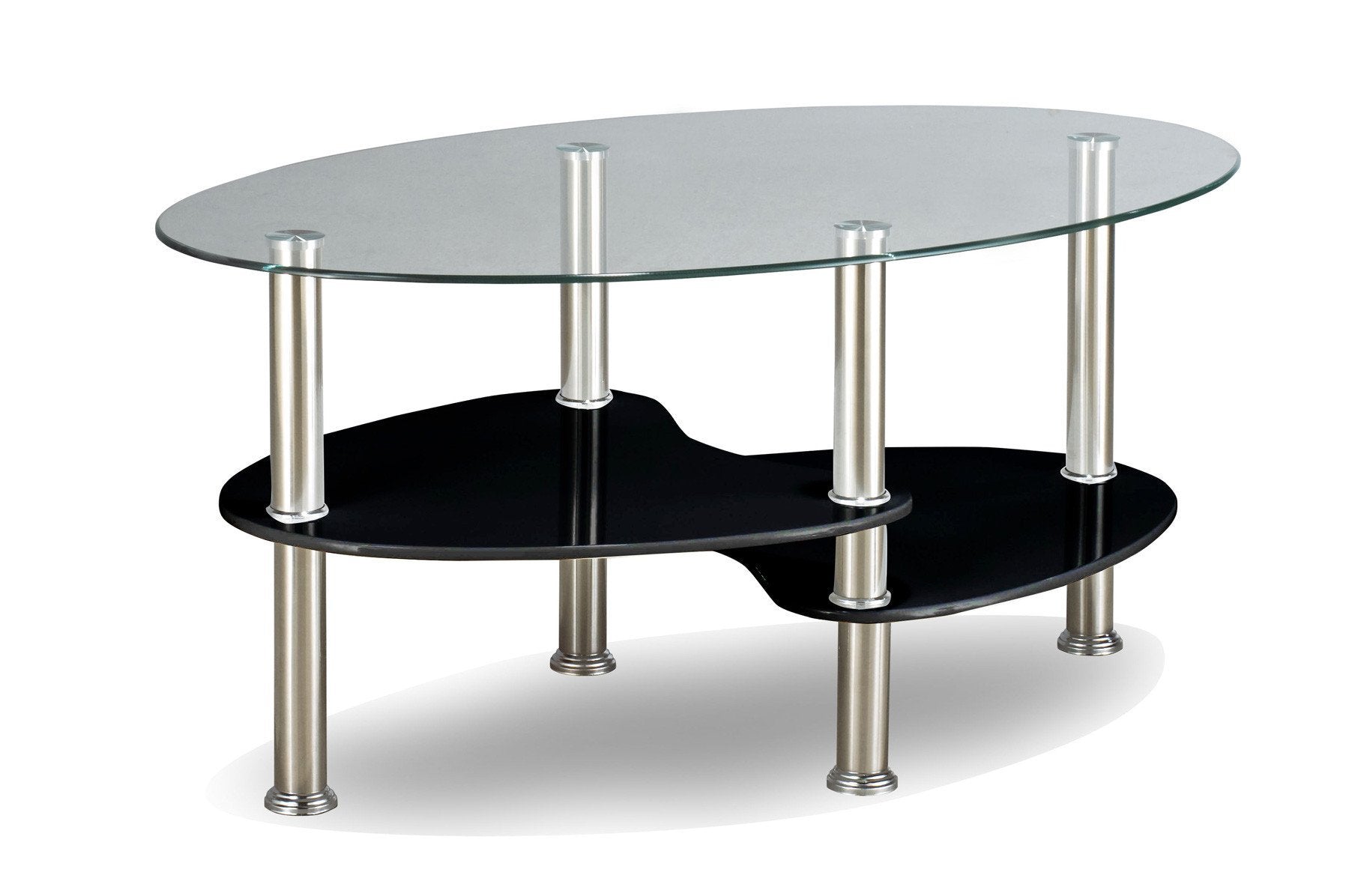 Modern Black Oval Frosted Glass Coffee Table with Chrome Legs - Stylish Living Room Centerpiece for Home Decor