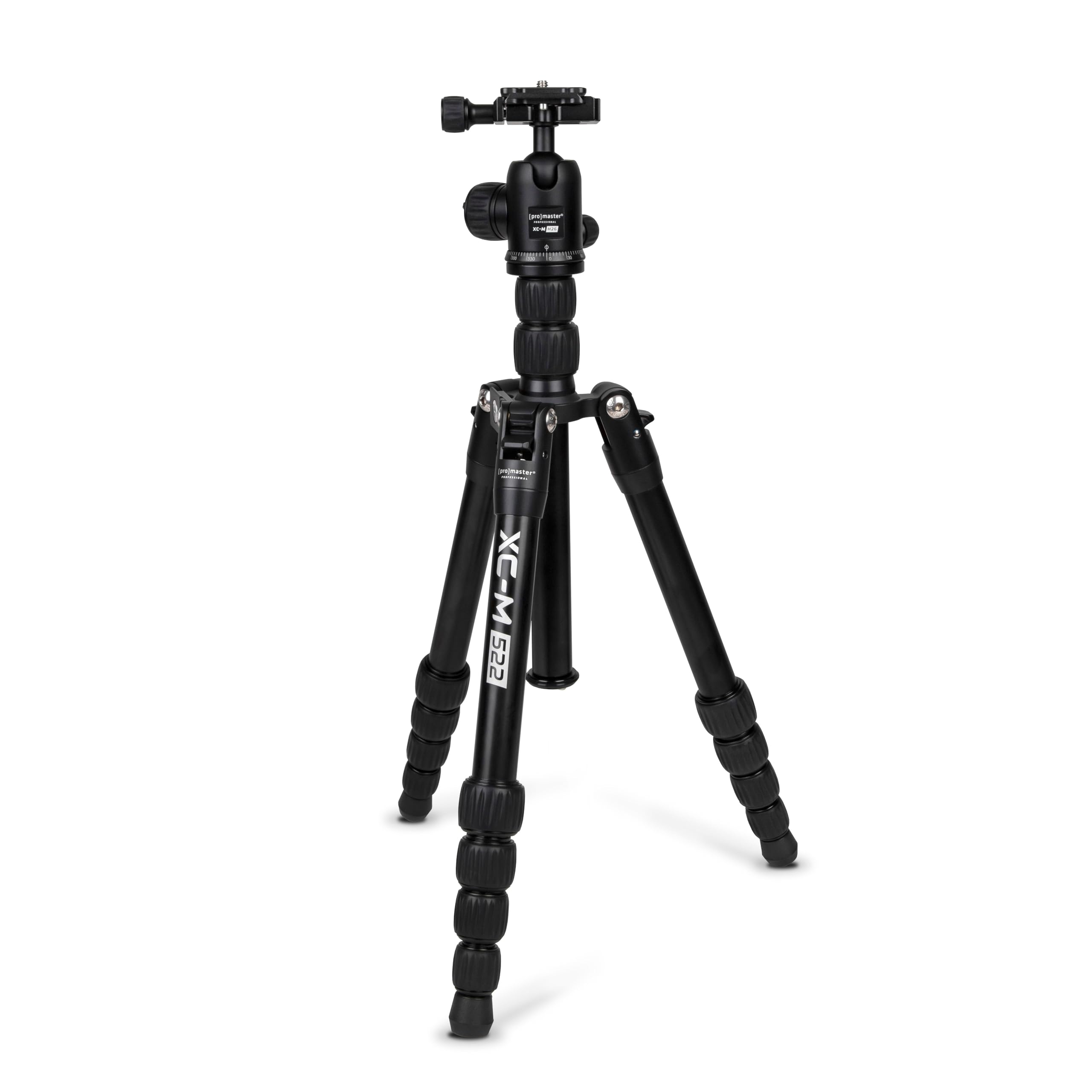 ProMaster XC-M 522K Professional Camera Tripod Kit with Fluid Head - Heavy Duty Aluminum Tripod for DSLR & Mirrorless Cameras - Perfect for Photography, Videography & Travel (Black)