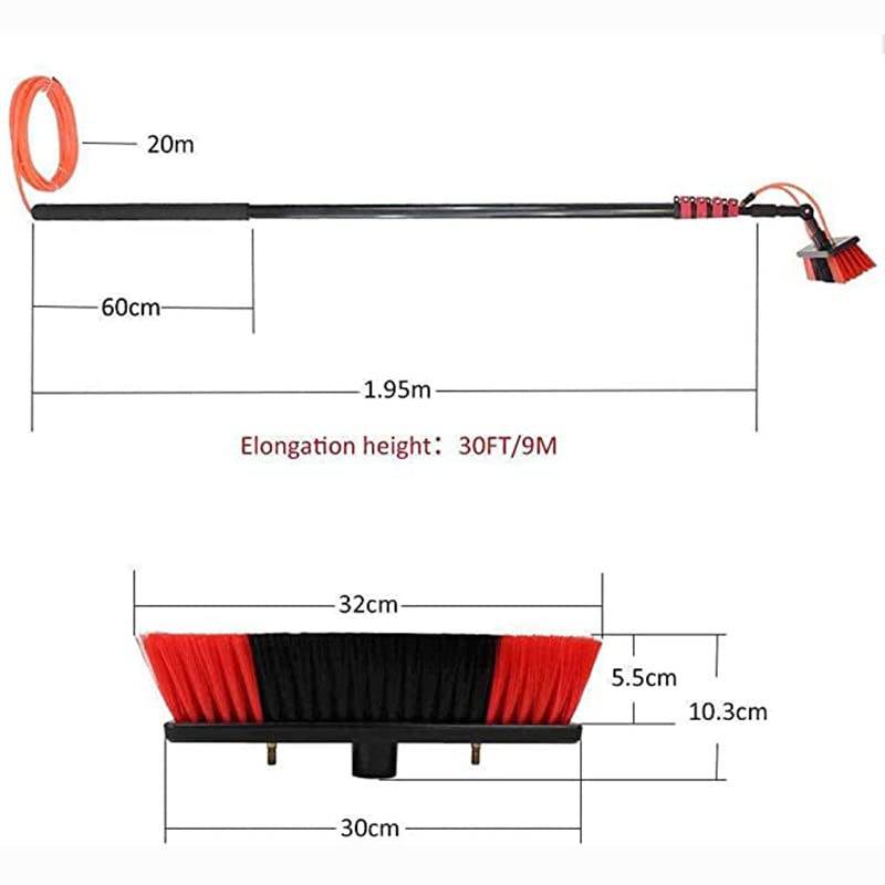 **30FT Extendable Window Cleaning Pole with Telescopic Brush - Water Fed for Photovoltaic Panels, Conservatory Roofs, Trucks & High Windows - Ideal for Home, Commercial & Solar Panel Cleaning**