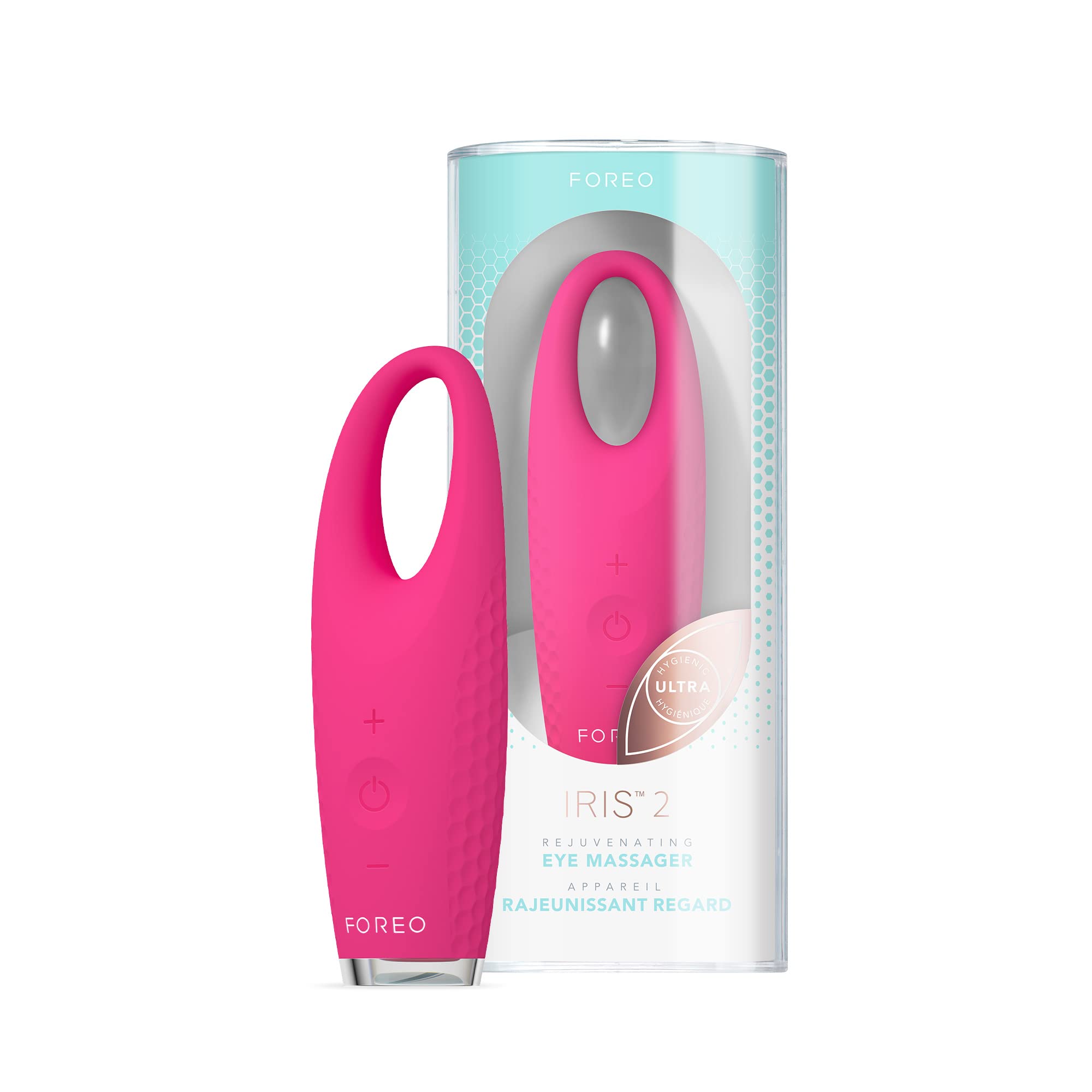 FOREO IRIS 2 Eye Massager for Dark Circles, Puffiness & Wrinkles - Anti-Aging Eye Treatment with Hygienic Silicone - Drainage Massage for Puffy Eyes - Fuchsia (F0637) - Perfect for Morning Routine & Travel Skincare