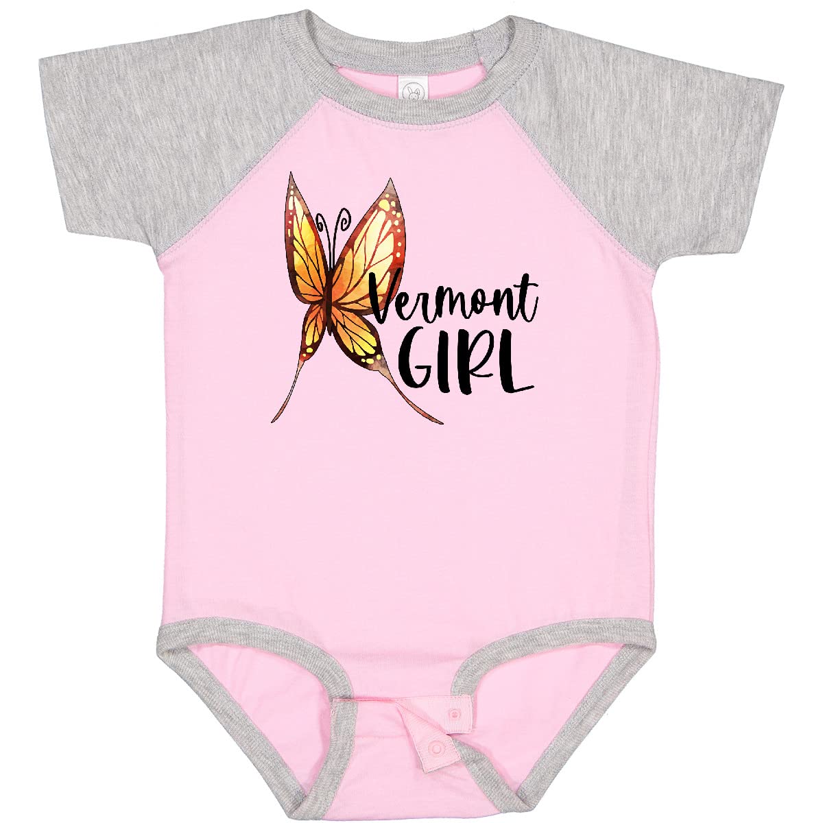 Inktastic Vermont Girl Butterfly Baby Bodysuit - Cute Butterfly Print Onesie for Newborns & Infants - Perfect for Family Photos, Baby Showers & Everyday Wear