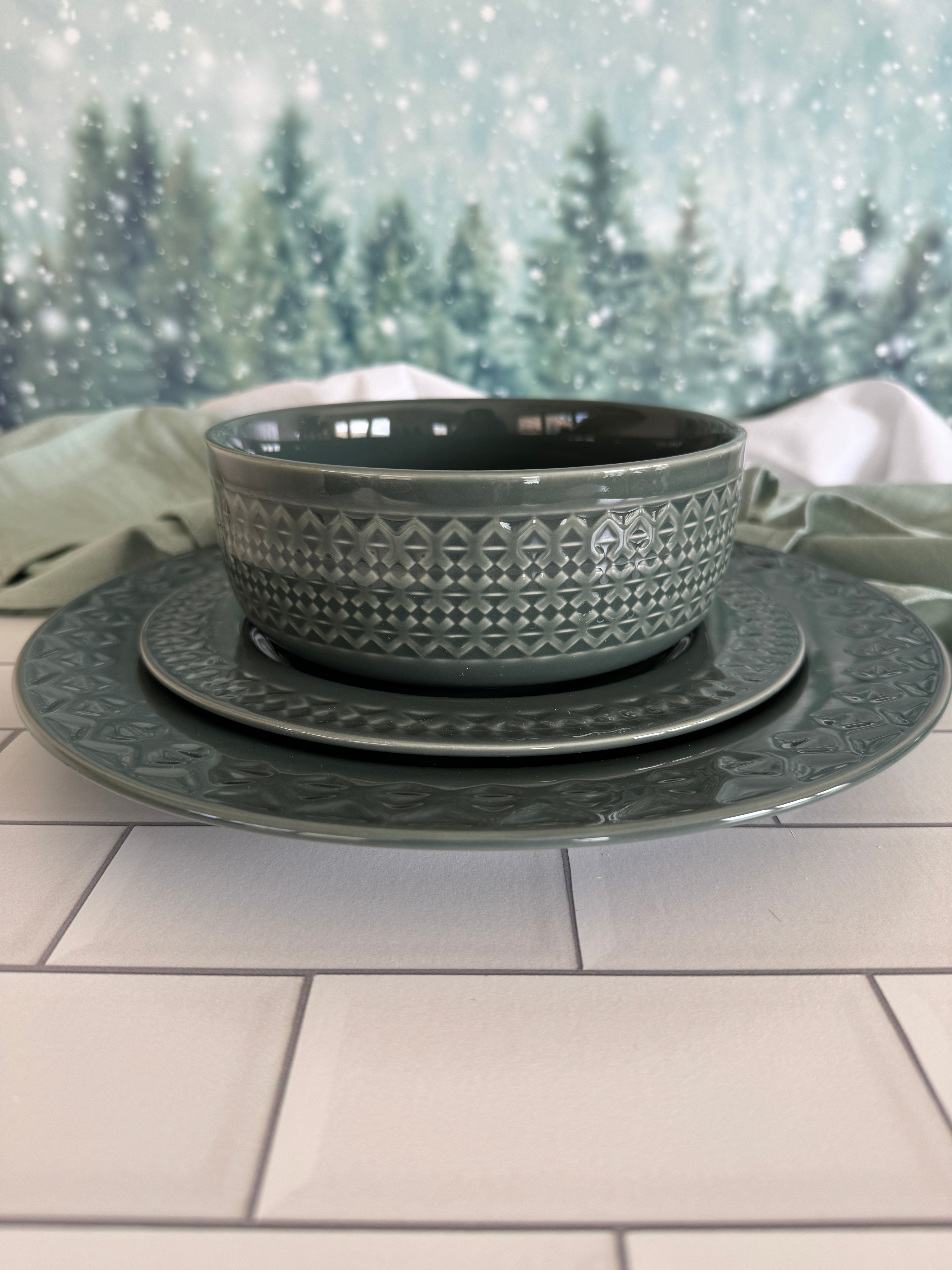Pendleton Debossed Stoneware Bowls - 6-Piece Set of Handcrafted Ceramic Serving Bowls for Soup, Salad, Pasta - Perfect for Dinner Parties, Holiday Gatherings & Rustic Home Decor