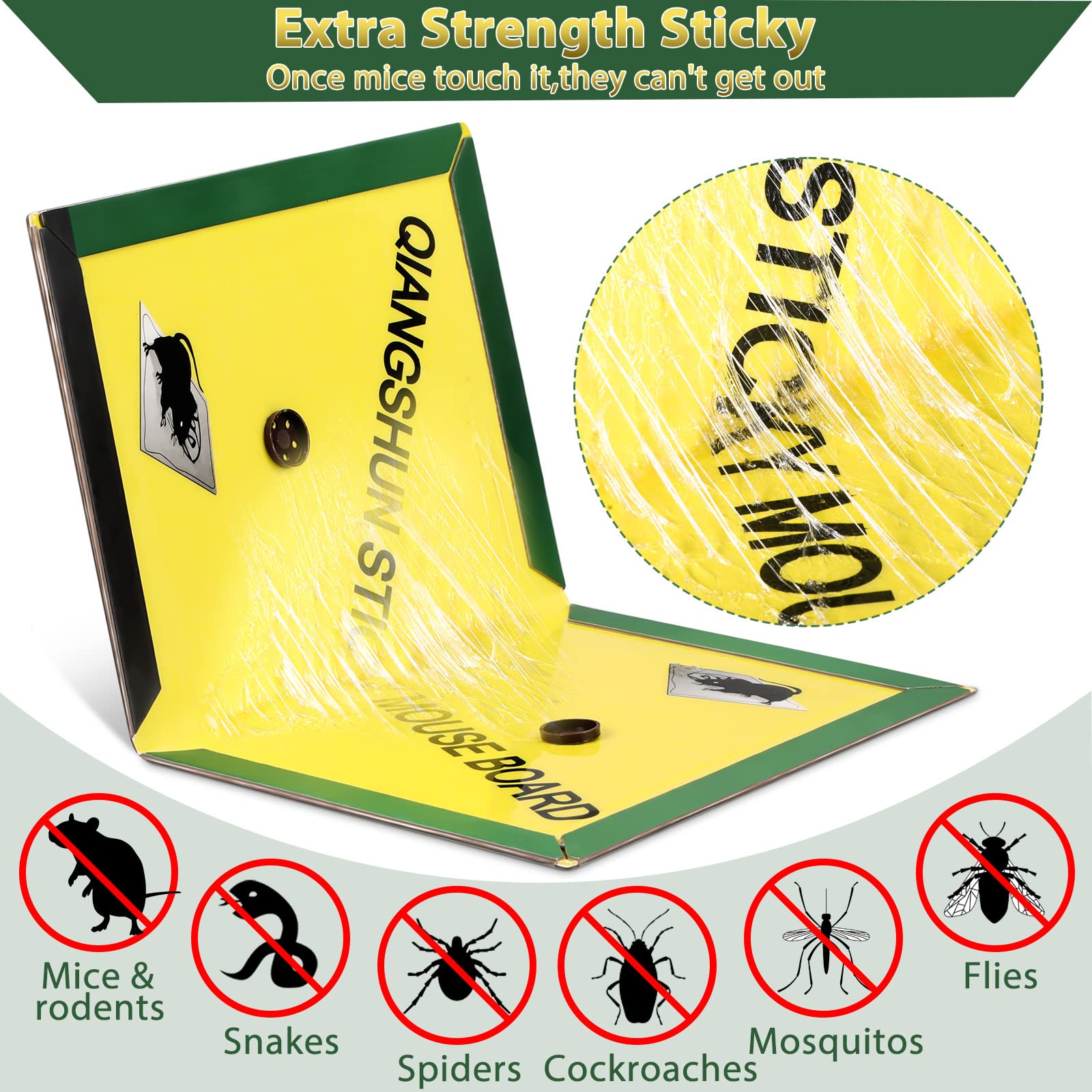 Qualirey 36 Pack Large Mouse Traps - Strong Adhesive Glue Boards for Mice & Rat Control | Indoor & Outdoor Use | Perfect for Homes, Garages, Basements & Gardens