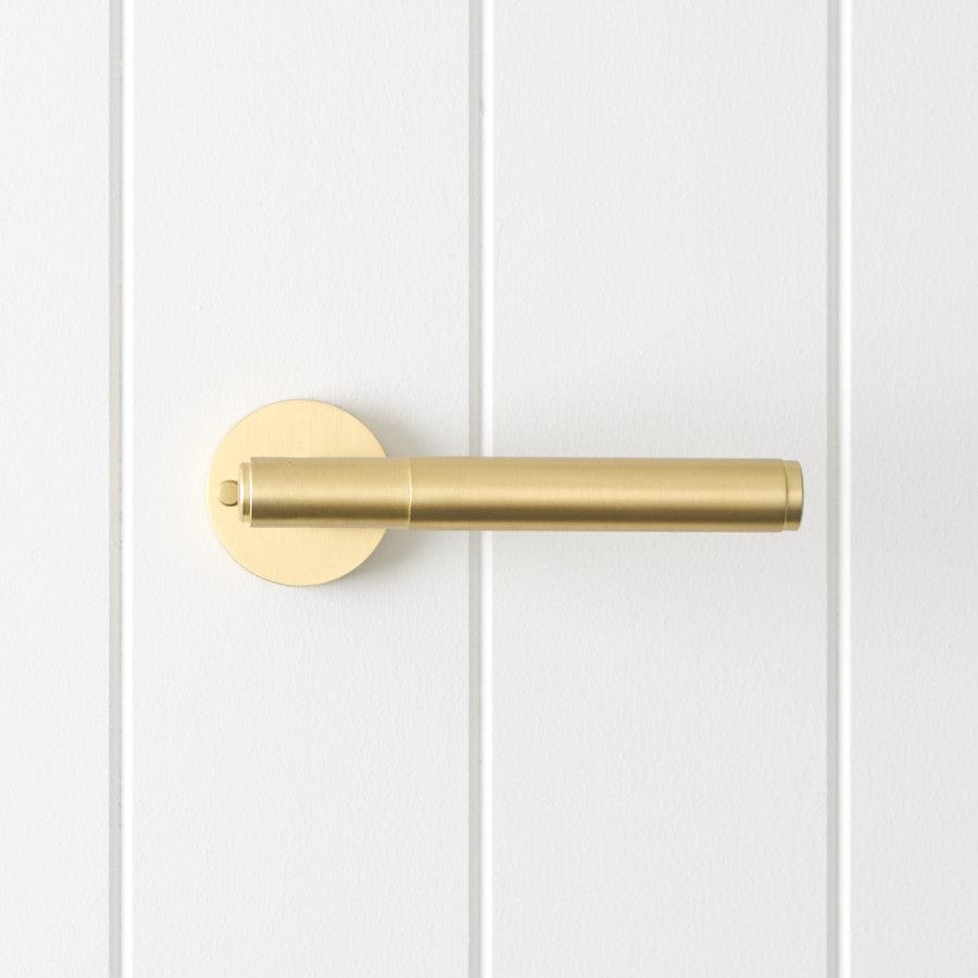 Premium Melbourne Door Handle with Lock - Brushed Brass Finish for Home & Office Security - Ideal for Bedrooms, Bathrooms, and Entry Doors