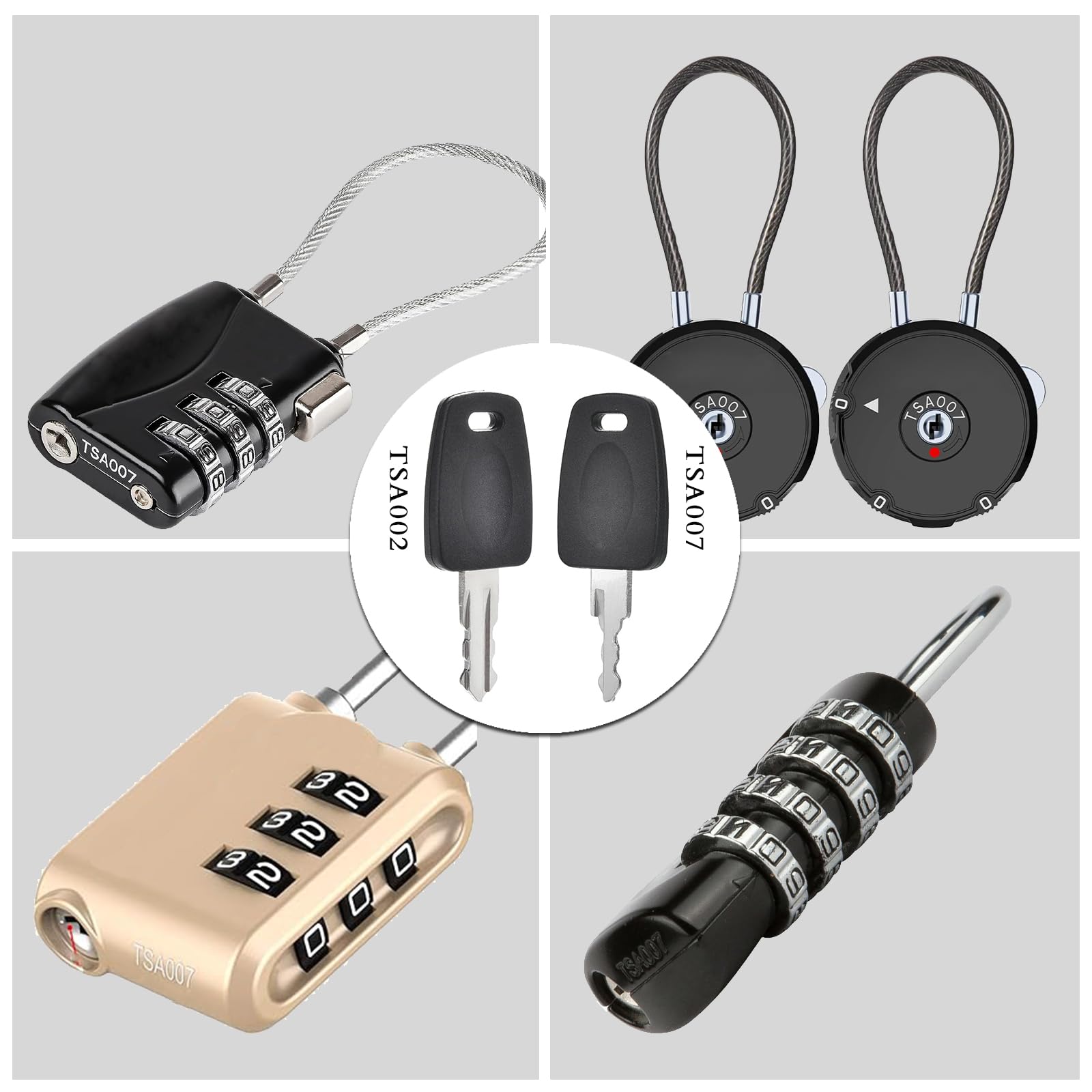 2 Pack TSA007 & TSA002 Master Luggage Keys - Universal TSA Approved Suitcase Lock Keys for Travel Security - Perfect for Airports, Hotels, and Secure Storage