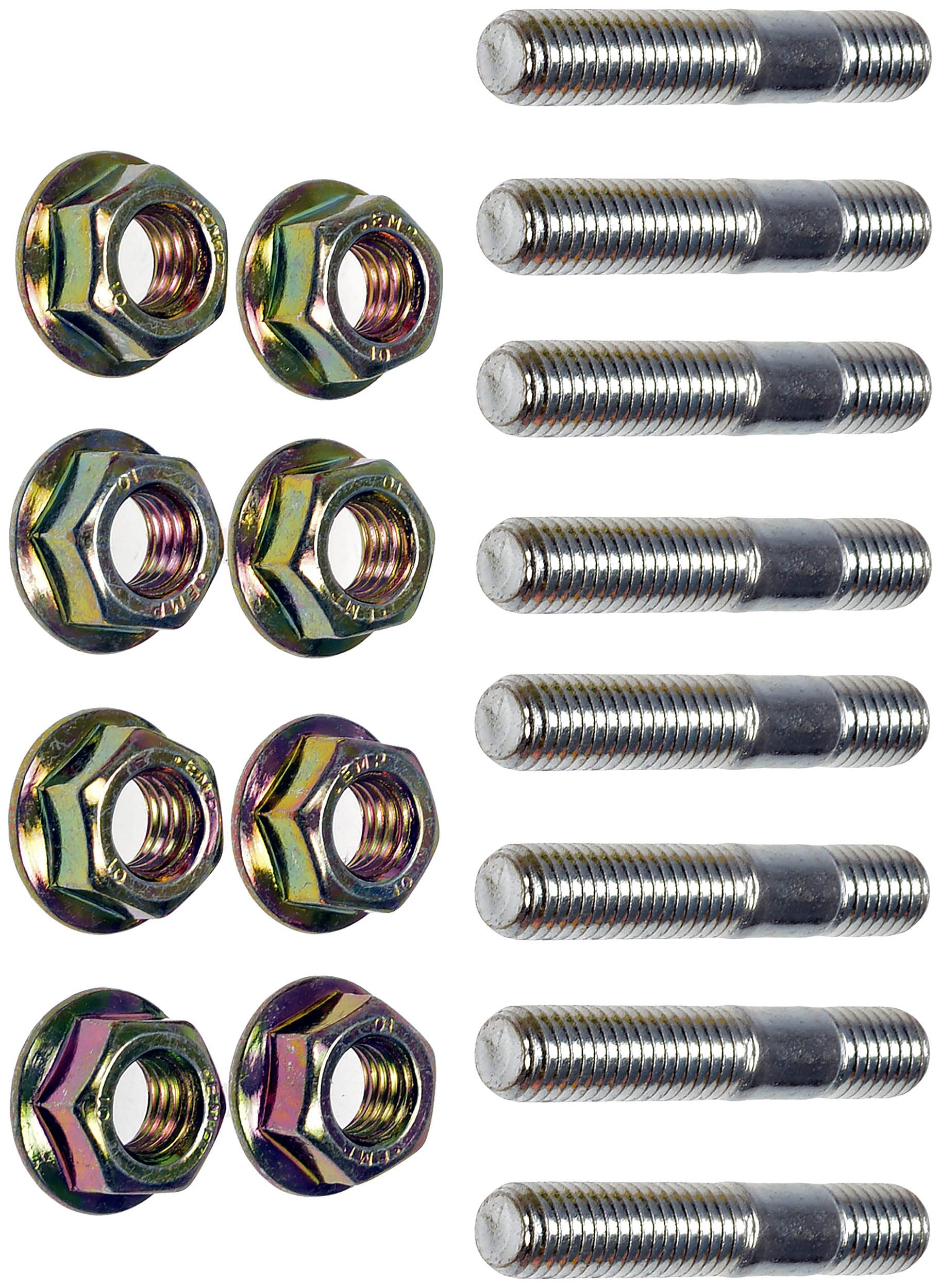 APDTY 159104 Exhaust Manifold Stud and Nut Kit (8-Piece Set) - Compatible with Ford, Chevy, Dodge - Perfect for Engine Repair & Performance Upgrades
