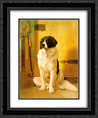 Jean Leon Gerome Museum Art Print - Study Of A Dog in 20x24 Black Ornate Frame with Double Matting | Vintage Home Decor, Office Wall Art, Living Room Painting