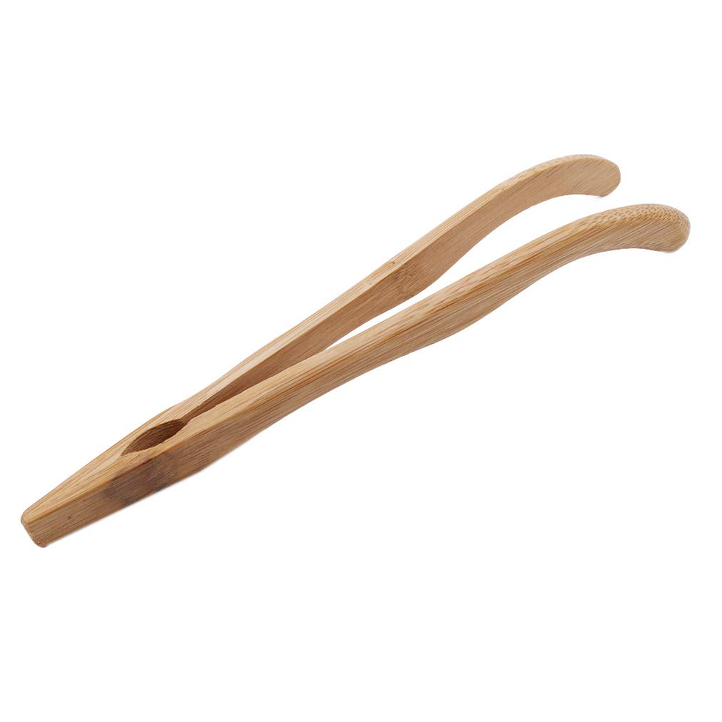 Sevenfly Reusable Wooden Tea Tongs - Chinese Style Bamboo Tweezers for Tea Leaves, Cooking, Toast, Pickles - Natural Wood Color Kitchen Utensil for Tea Ceremony, Baking & Food Serving