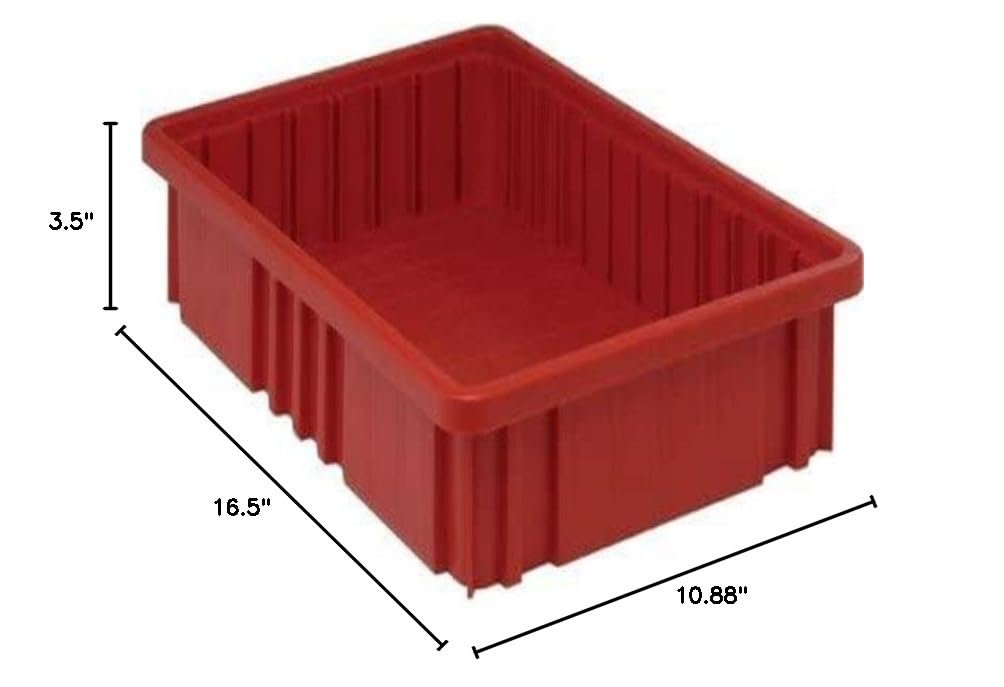 Quantum DG92035RD Dividable Grid Storage Containers - Set of 12 Red Bins (3.5