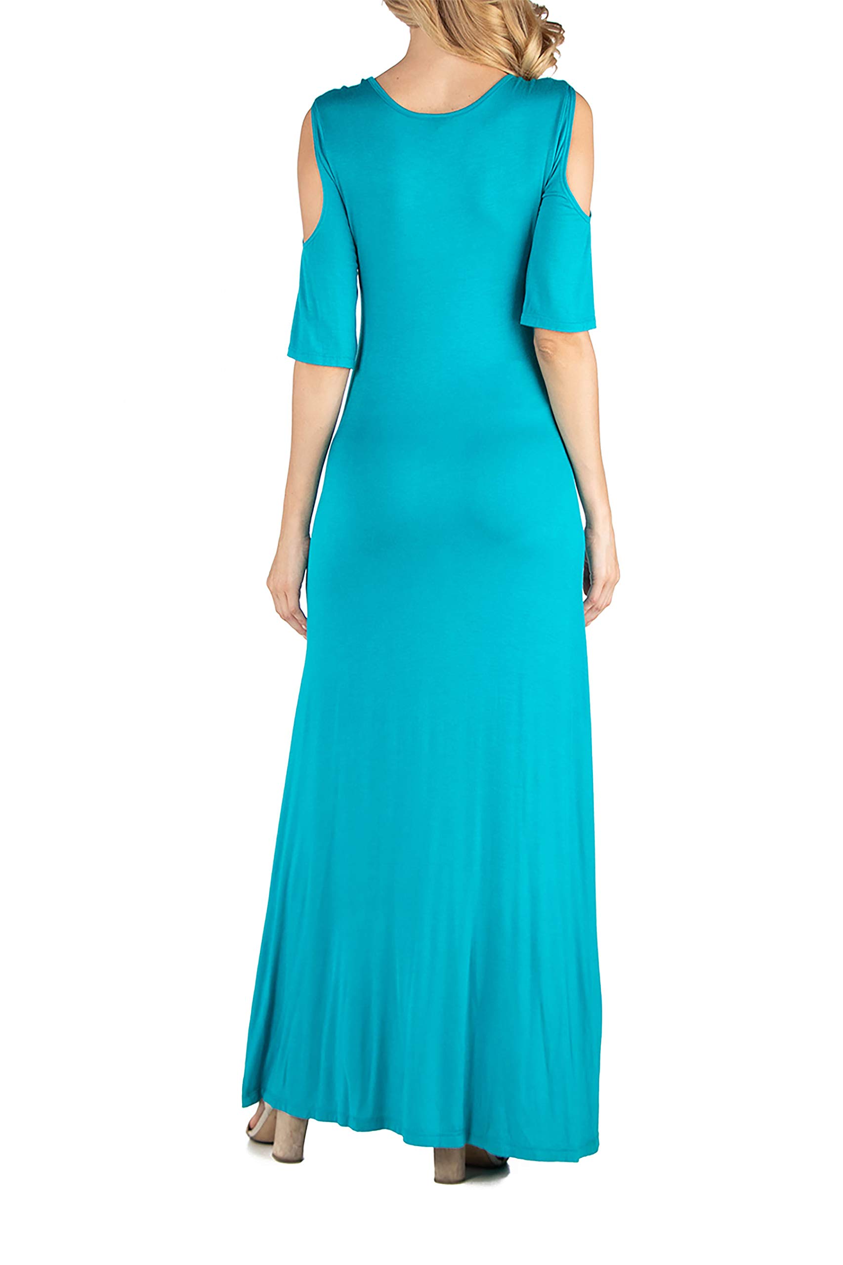 24Seven Comfort Women's Maternity Cold Shoulder Elbow Sleeve Scoop Neck Maxi Dress - USA Made - Size Small to 3X - Perfect for Pregnancy, Baby Showers & Summer Vacations