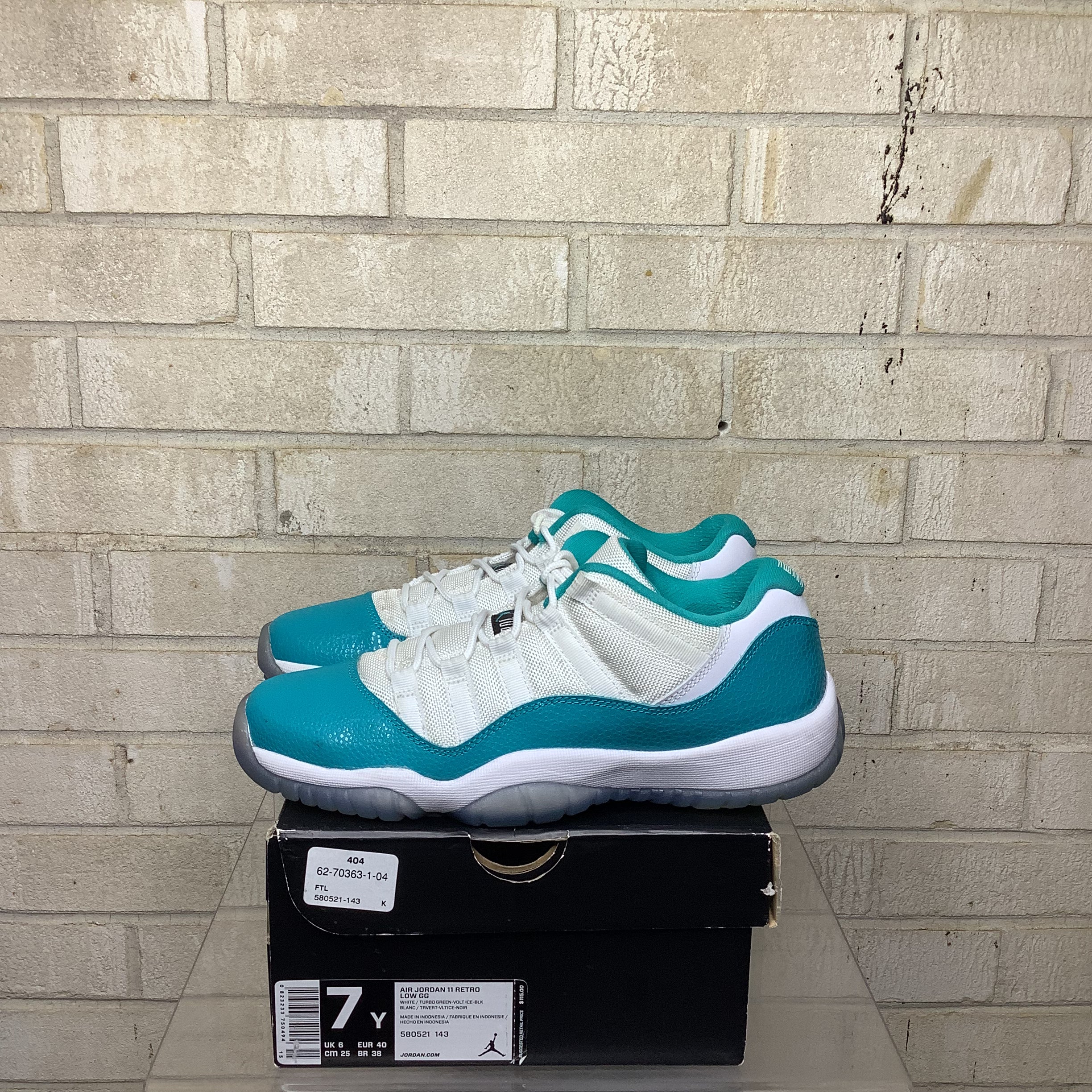 AIR JORDAN 11 LOW AQUA SAFARI Sneakers - Men's Size 7Y (580521-143) - Retro Basketball Shoes for Casual Wear & Street Style