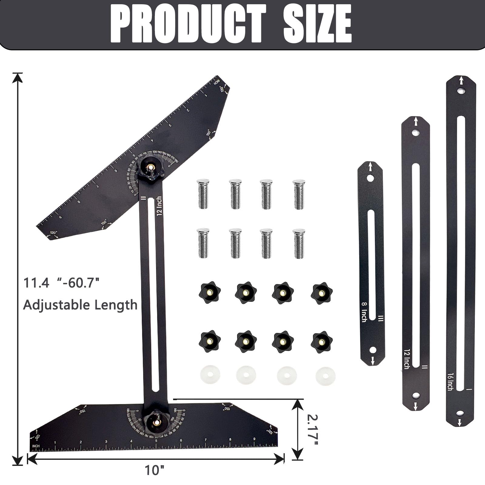 360° Rotating Adjustable Stair Tread Template Tool - Framing Square Gauge for Precise Angle Layout & Measuring | Perfect for Stairs, Risers, Shelves, Partitions & Drywall Cutting | DIY Home Improvement & Professional Construction Projects