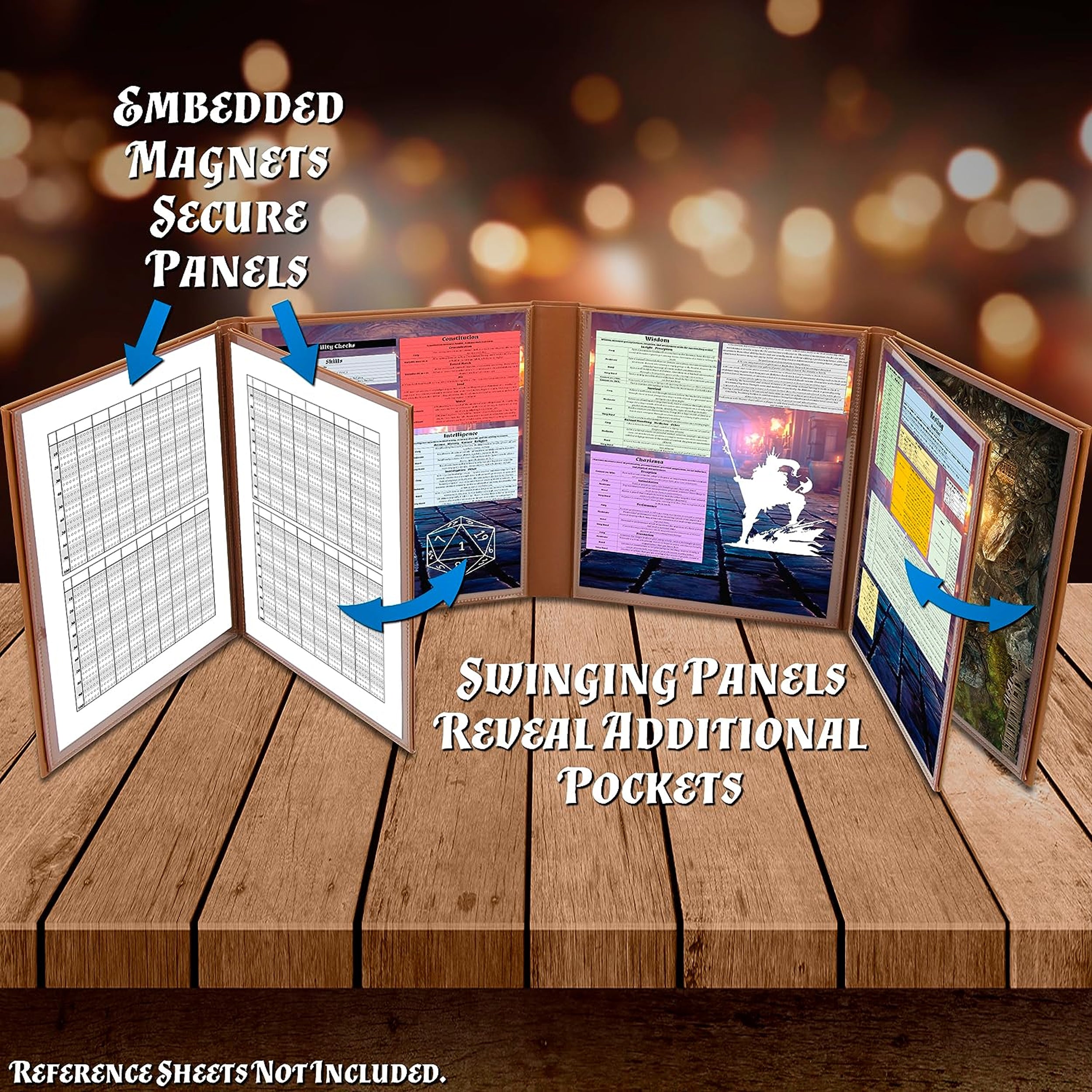 Premium 8-Panel DM Screen for Dungeon Masters | Durable Folding Game Master Screen for TTRPGs (D&D, Pathfinder) | Black/Brown/Green Options | Perfect for RPG Campaigns & Tabletop Gaming Sessions