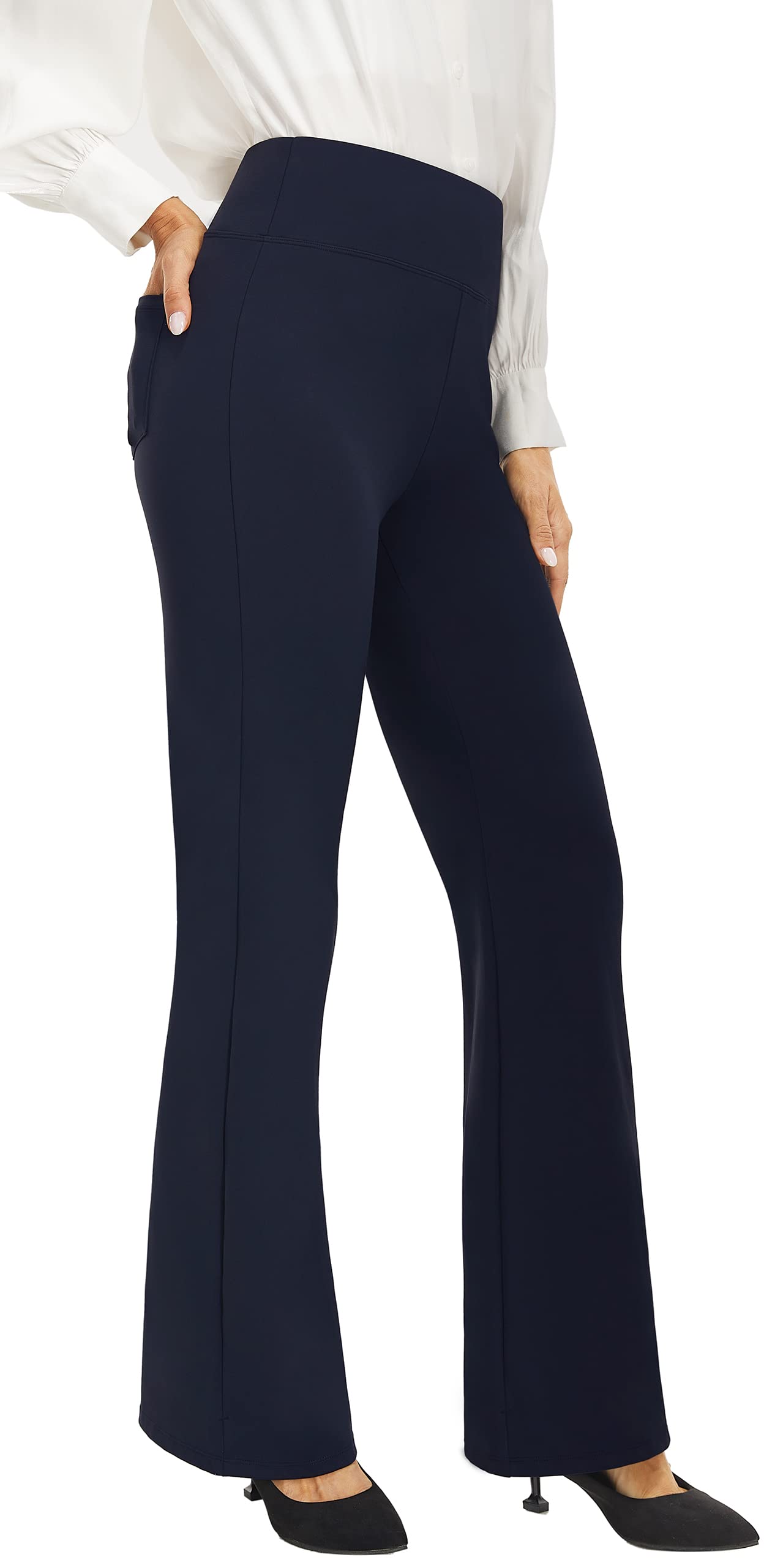 AFITNE Women's High Waist Yoga Dress Pants - Stretchy Pull On Work Pants for Office & Casual Wear - Comfortable Professional Slacks for Yoga, Work, Travel & Everyday Use